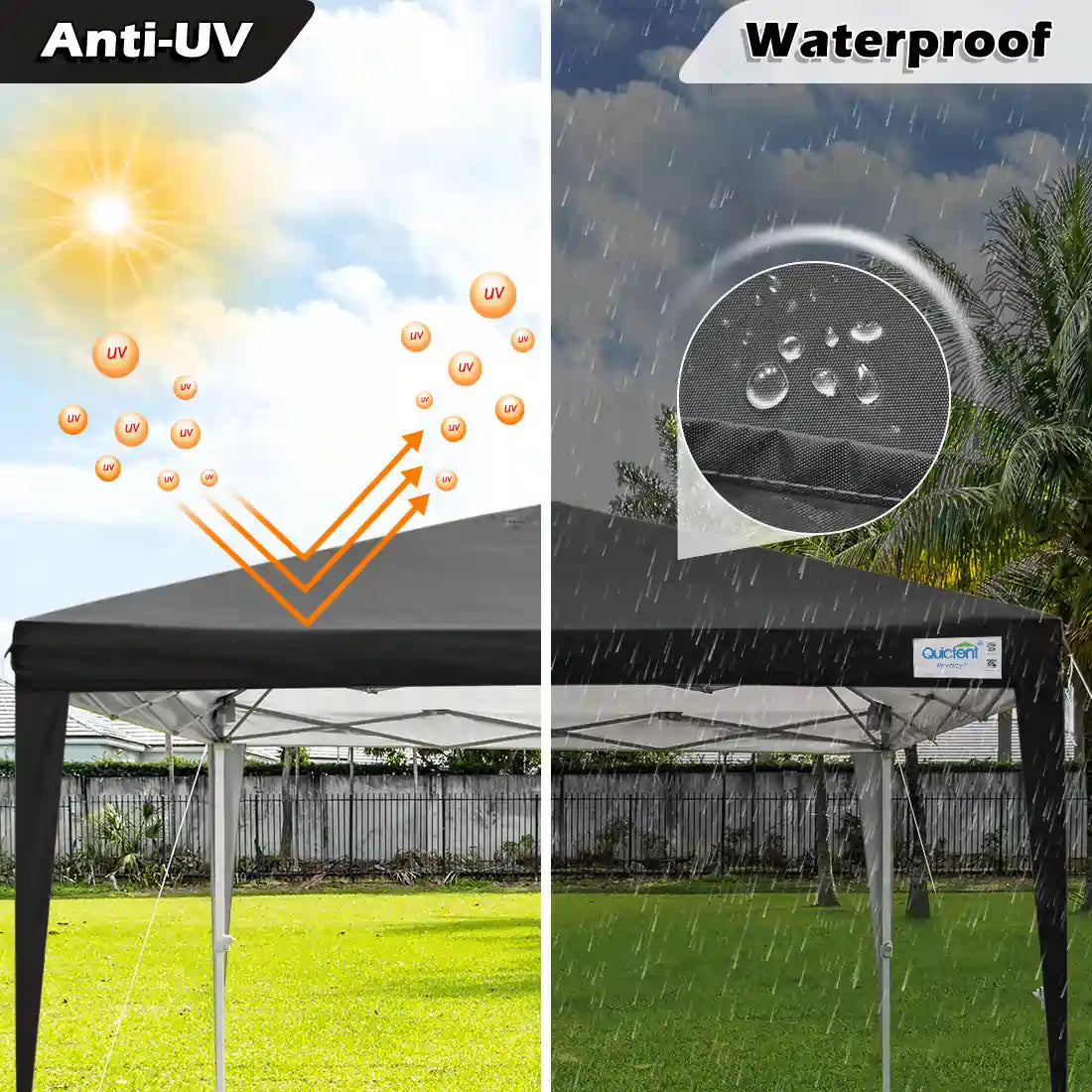 10' x 10' Instant Pop Up Canopy Tent - Easy Setup No-Side Shelter for Outdoor Events, Camping, Beach & Backyard Parties - Perfect for Picnics, Farmers Markets & Tailgating