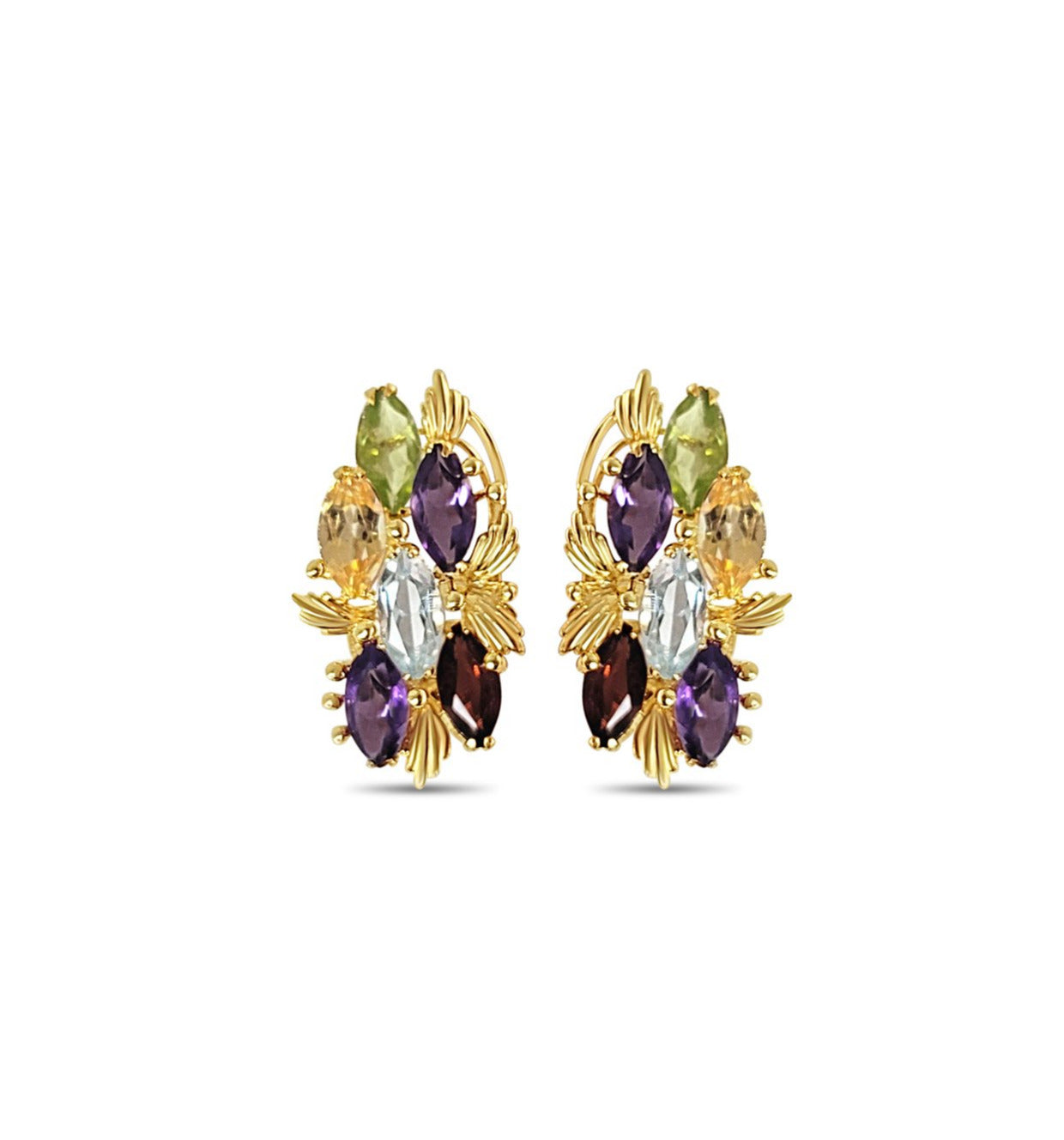 Elegant Marquise Cut Blue Topaz, Citrine, Amethyst, Garnet & Peridot Gemstone Earrings for Women | Perfect for Weddings, Parties & Special Occasions
