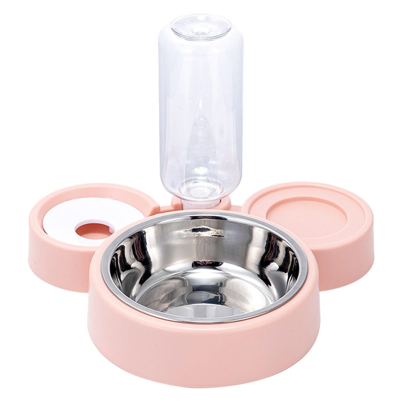 UJEAVETTE® Automatic Cat Feeder & Water Dispenser for Pets - Pink Food & Water Bowl for Dogs & Cats - Perfect for Home, Travel & Daily Feeding