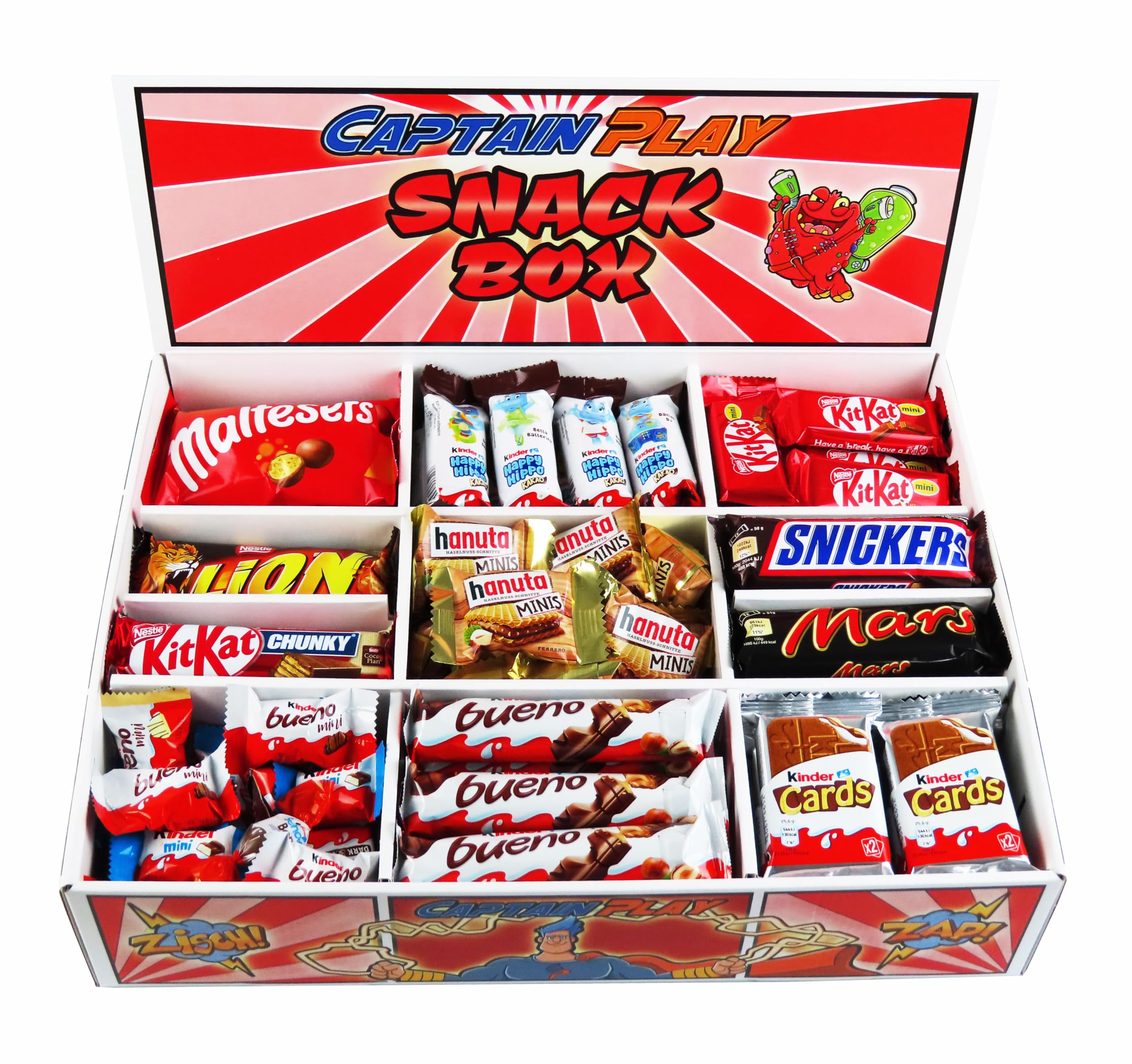 CAPTAIN PLAY | 80 Chocolate Bars Snack Box with 14 Varieties | 2.4kg Candy Assortment | Perfect for Parties, Office Snacks & Gift Giving