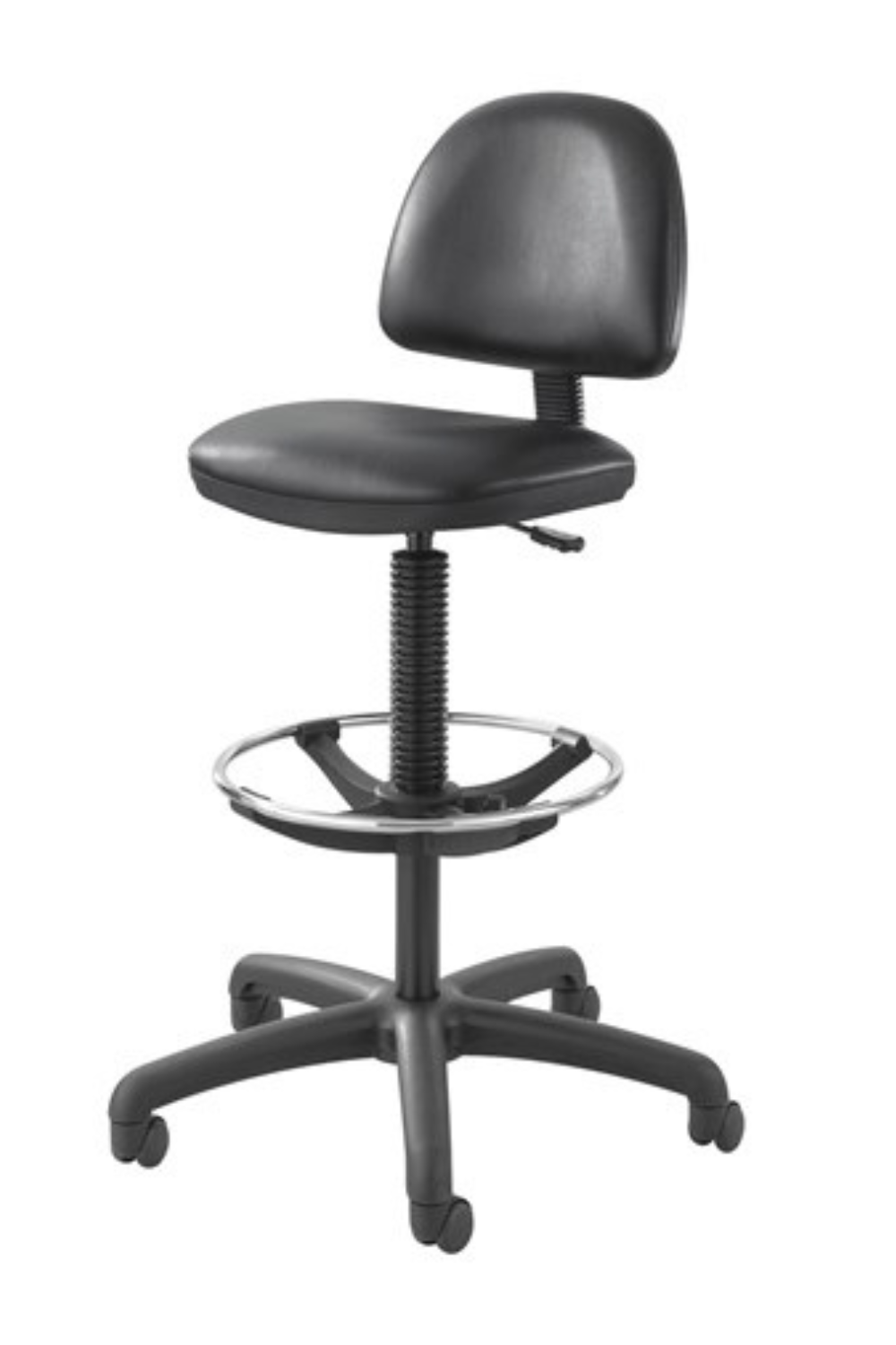 Safco 3406BL Adjustable Height Vinyl Office Chair with Foot Ring - Ergonomic Support for Extended Sitting, Perfect for Home Office, Computer Desk, and Workspaces