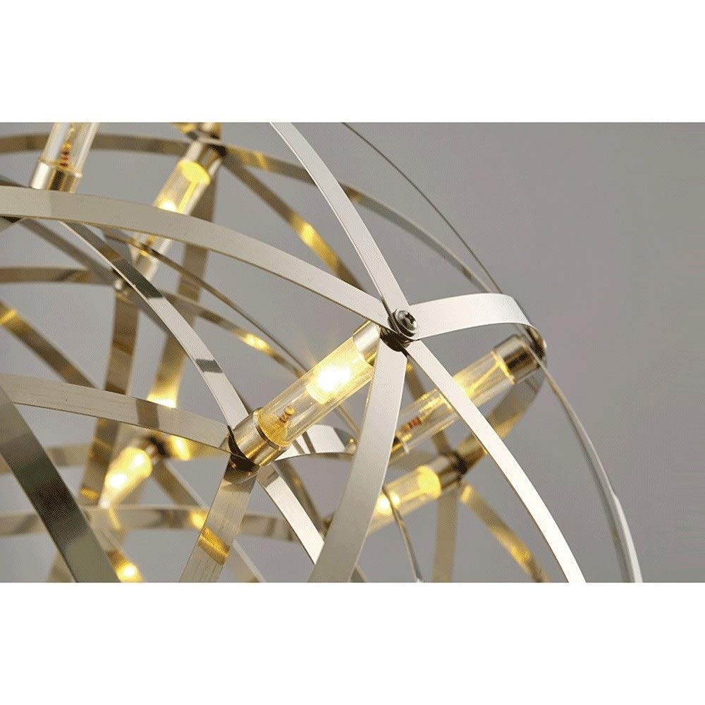 Modern LED Chandelier Ceiling Lamp - Warm White Firework Spark Ball Design, Stainless Steel Spherical Pendant Light for Dining Room, Living Room, Bedroom & Hallway Decoration