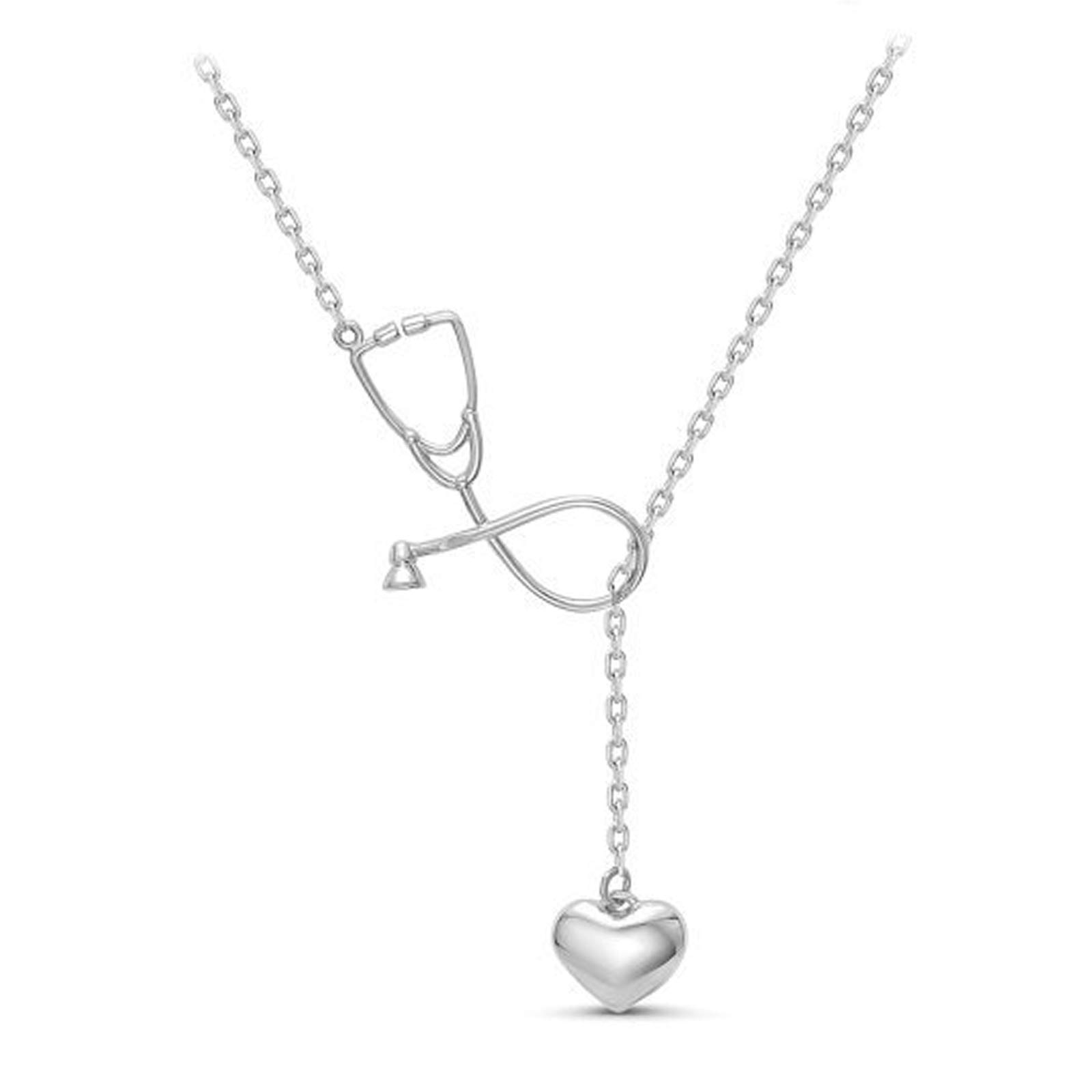 Heart Stethoscope Necklace Set - Premium Medical Jewelry for Nurses & Doctors - Silver Nurse Appreciation Gift for Women & Teens - Perfect for Graduation, Birthday & Medical Professionals - Trendy Healthcare Accessory