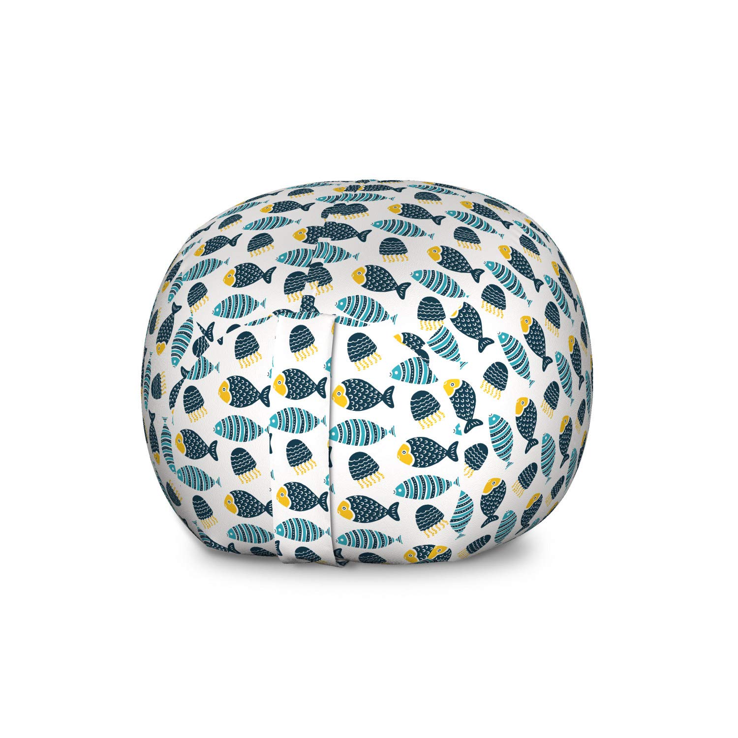Ambesonne Nautical Storage Toy Bag Chair - Large Washable Animal Print Organizer with Fish & Jellyfish Design - Multicolor Kids' Room Decor for Stuffed Animals & Plush Toys Storage