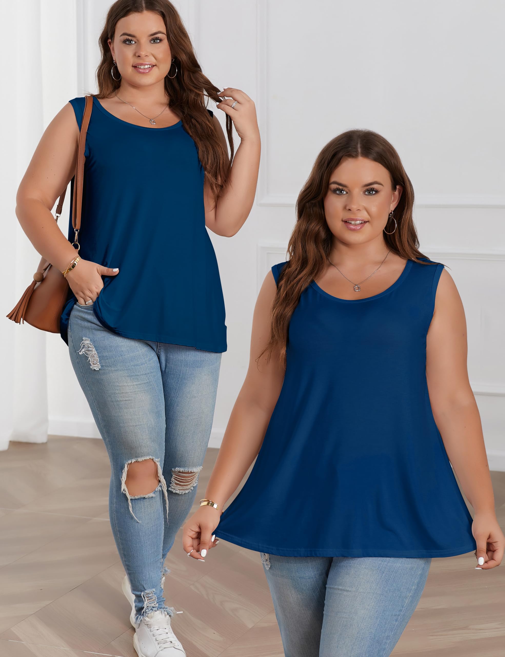 BQTQ 3 Pack Women's Tank Tops - Loose Fit Summer Sleeveless Shirts with Scoop Neck | Casual Wear, Yoga, Beach, Gym & Everyday Outfits