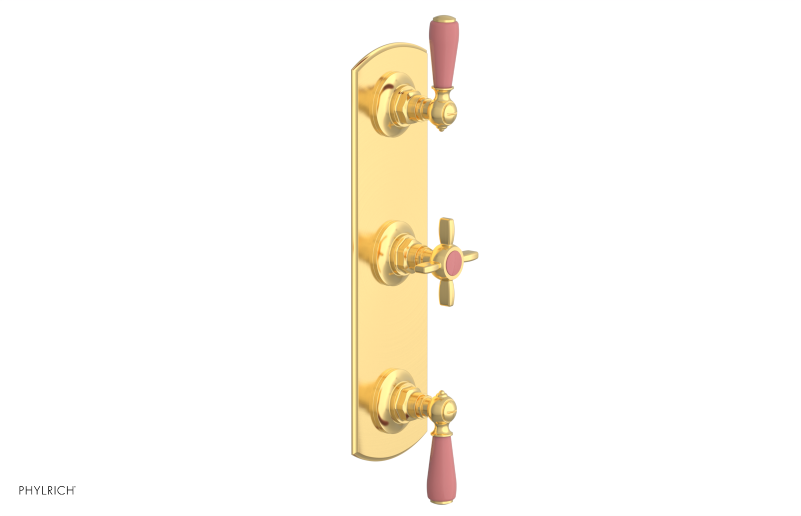 Jamestown Thermostatic Shower Valve with Dual Volume Control - Pink Accented Bathroom Fixture for Modern & Vintage Bathroom Renovations