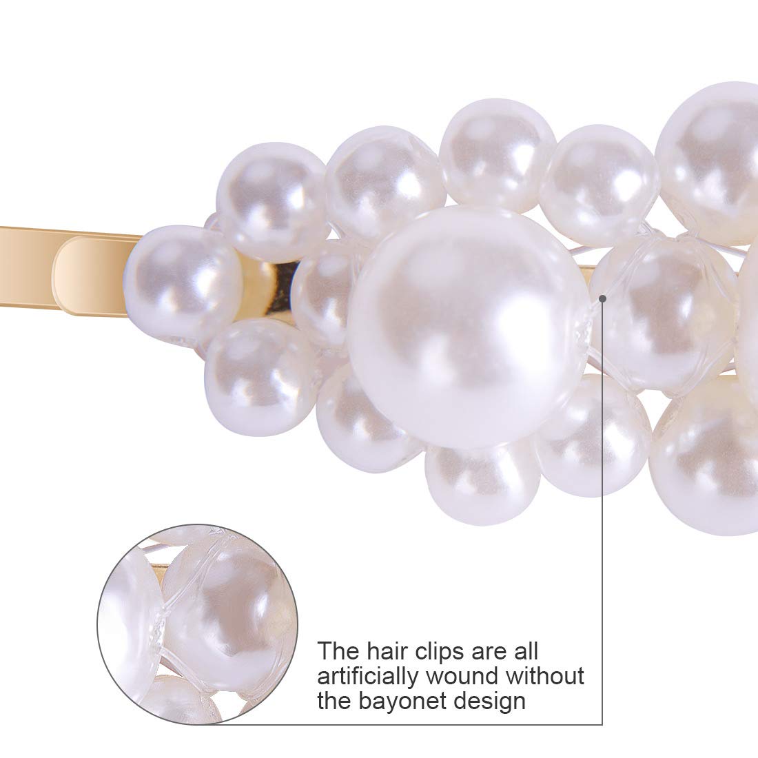 4 Pcs Pearl Hair Clips for Women & Girls - Jamieya Pearls Hair Barrettes & Pins, Elegant Headwear Styling Tools & Hair Accessories for Weddings, Parties & Daily Wear