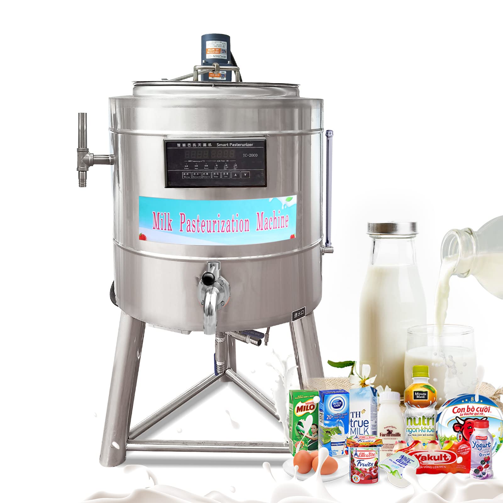 Kolice 50L Commercial Pasteurization Machine for Milk, Coffee, Juice, Beer & Sauce - Food Grade Sterilizer for Dairy Equipment - Perfect for Restaurants, Cafes & Breweries