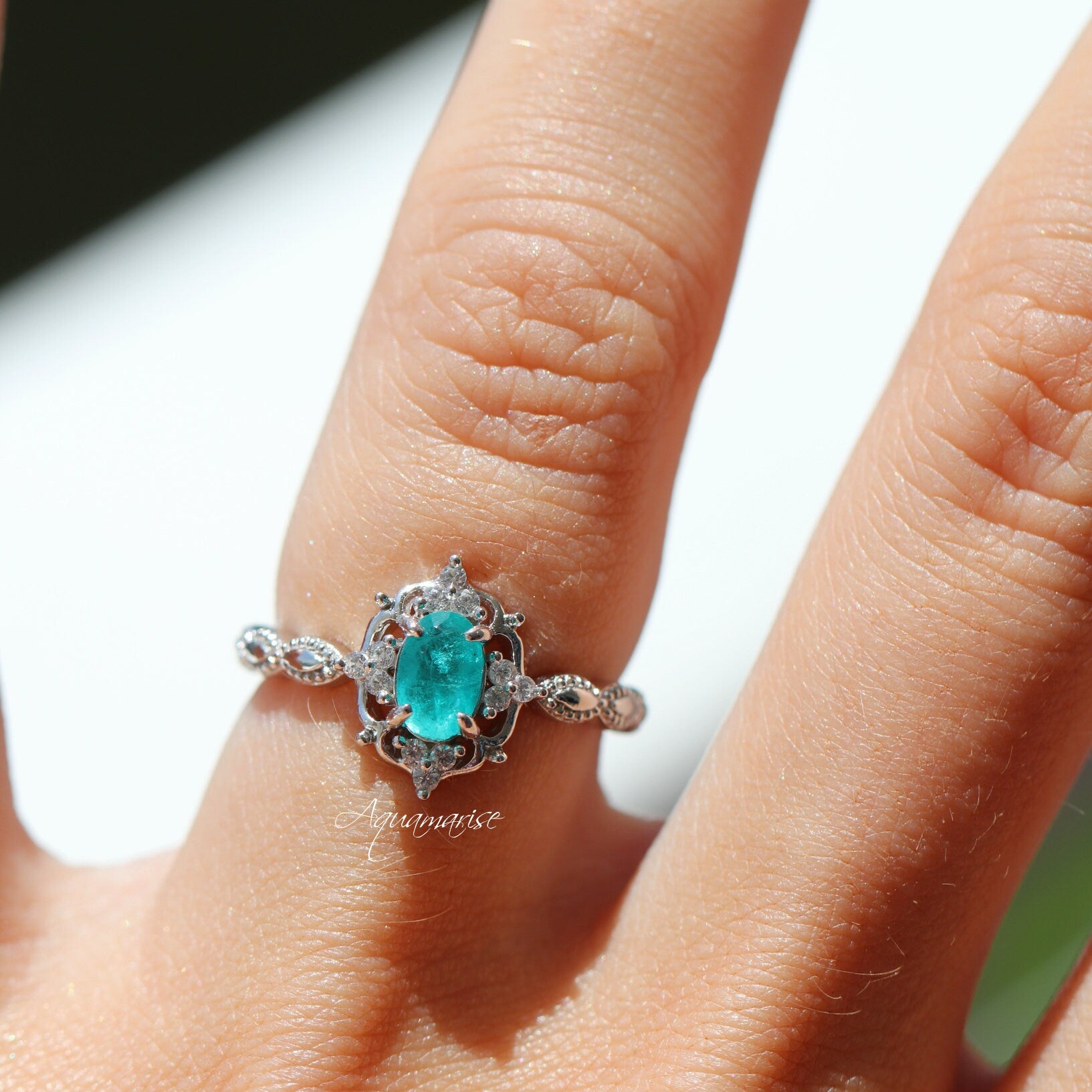 Claire Paraiba Tourmaline Ring - Sterling Silver Jewelry for Women | Elegant Gift for Birthday, Anniversary & Special Occasions