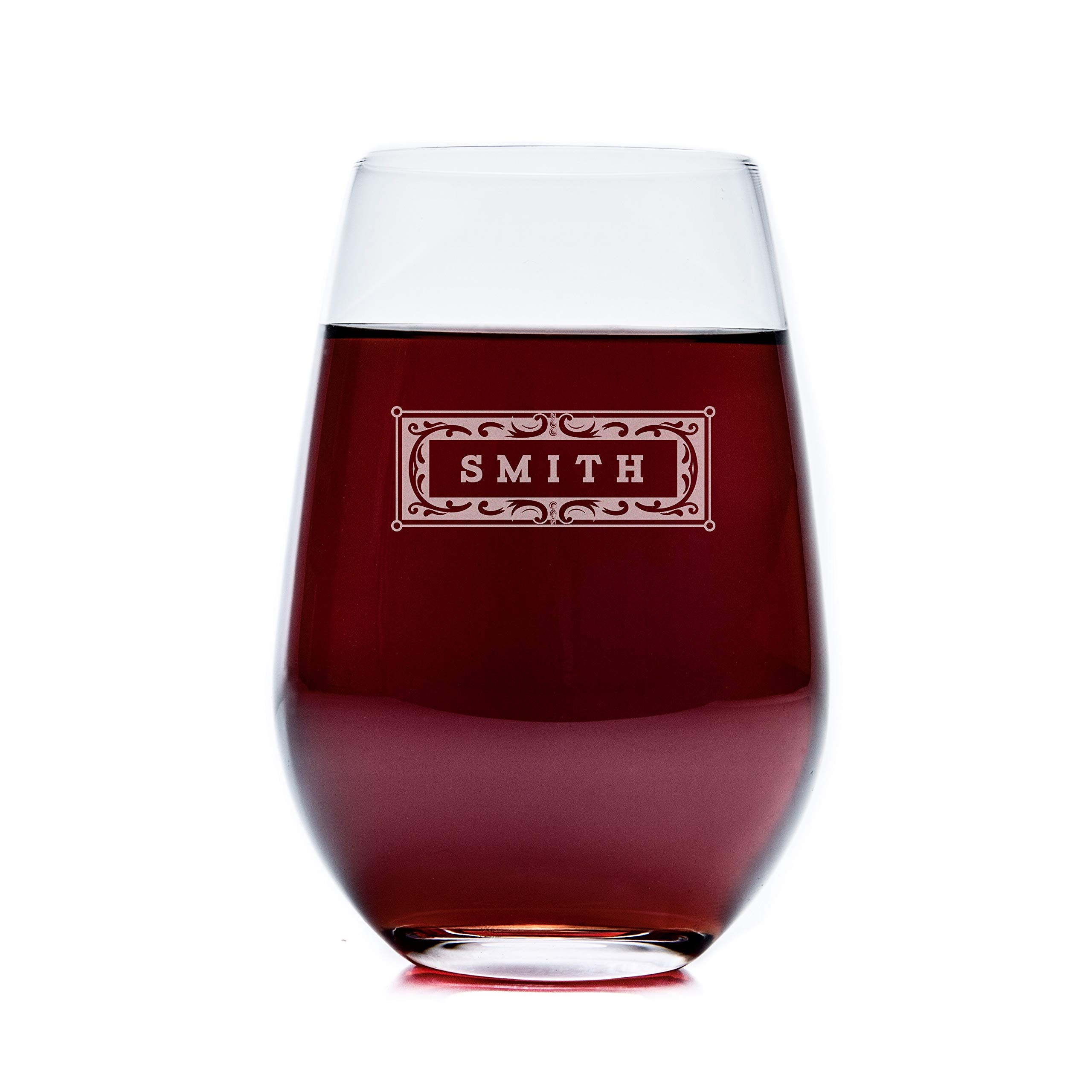 Swanky Badger Personalized Wine Glasses Set of 4 - Engraved Stemware for Wedding Gifts, Anniversary & Housewarming - Elegant Glassware for Red & White Wine Tasting Parties