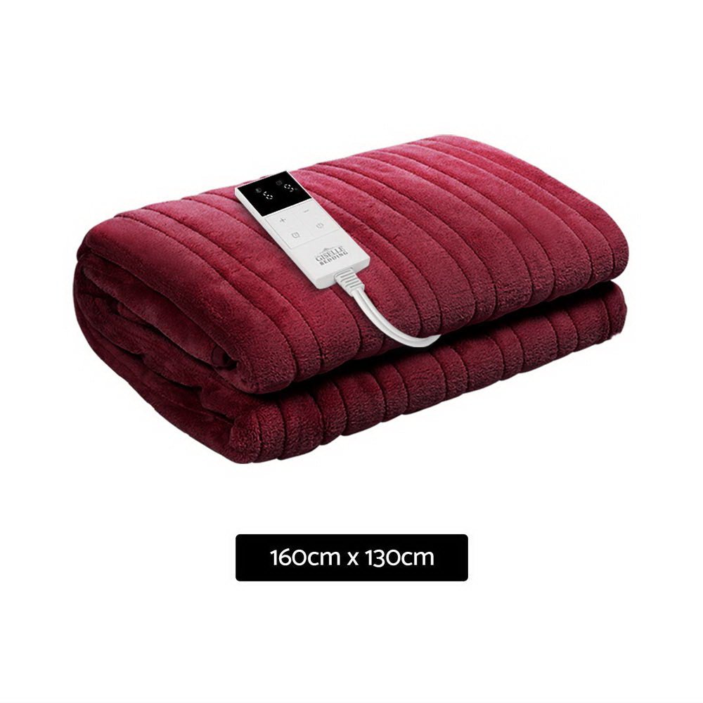 Cozy Electric Heated Throw Blanket - Soft & Warm Burgundy Fleece for Winter - Perfect for Couches, Beds & Home Relaxation