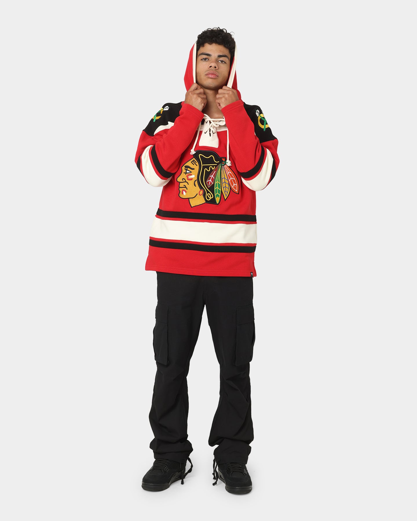 47 Brand Chicago Blackhawks Superior Lacer Hoodie - Red NHL Team Hooded Sweatshirt for Men & Women | Game Day, Casual Wear & Outdoor Activities