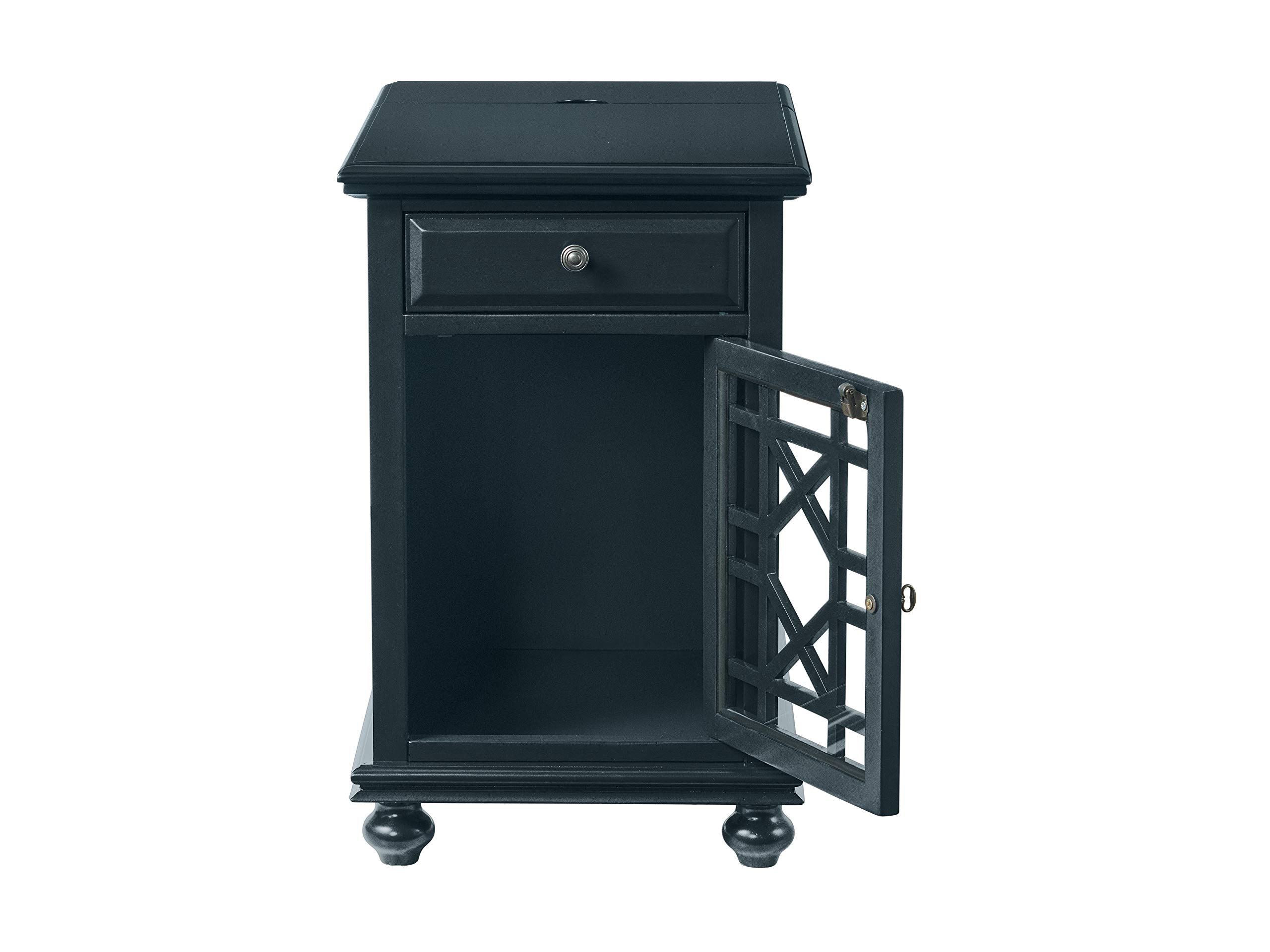 Elegant Catalina Blue Chairside End Table with Power Outlet by Martin Svensson - Perfect for Living Room, Bedroom or Office Use