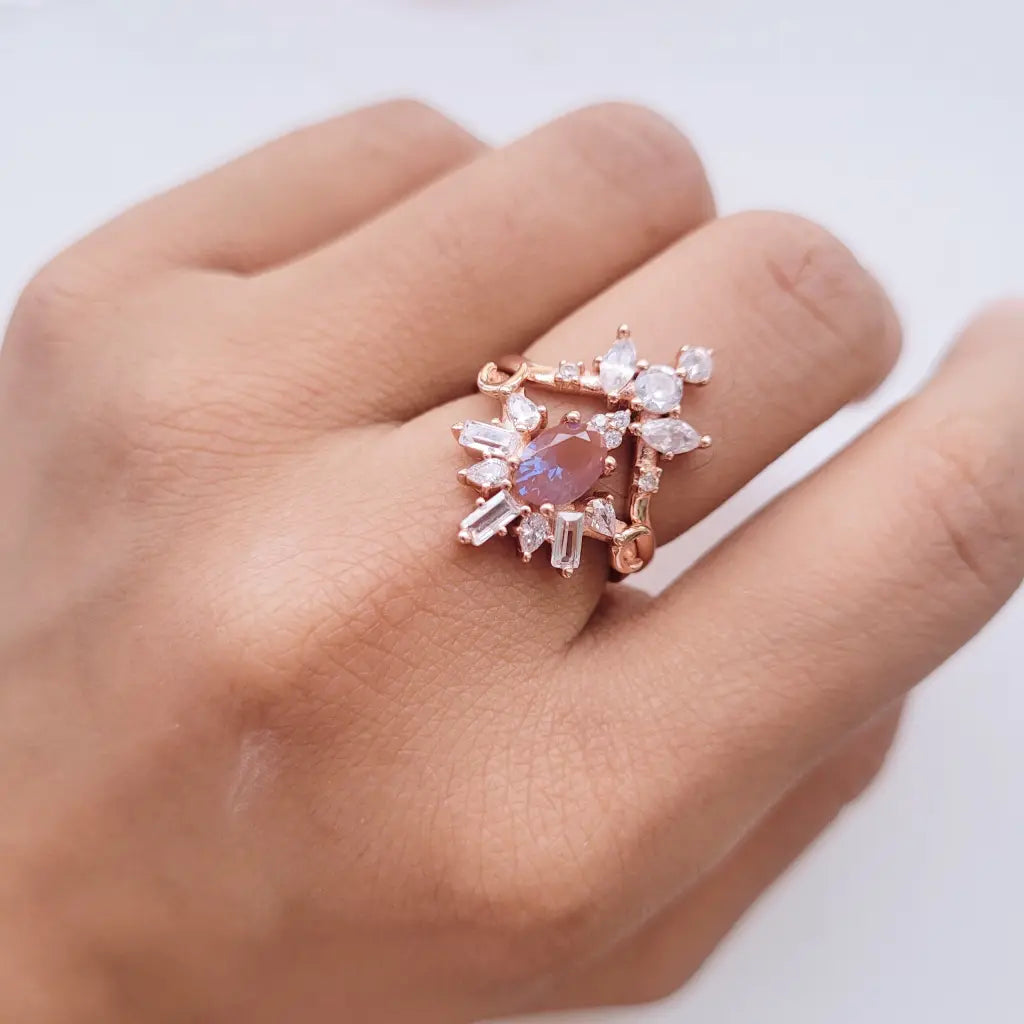 Victoria Ring Set - Elegant Deep Sea Blue Jewelry for Women | Perfect for Weddings, Parties & Everyday Wear