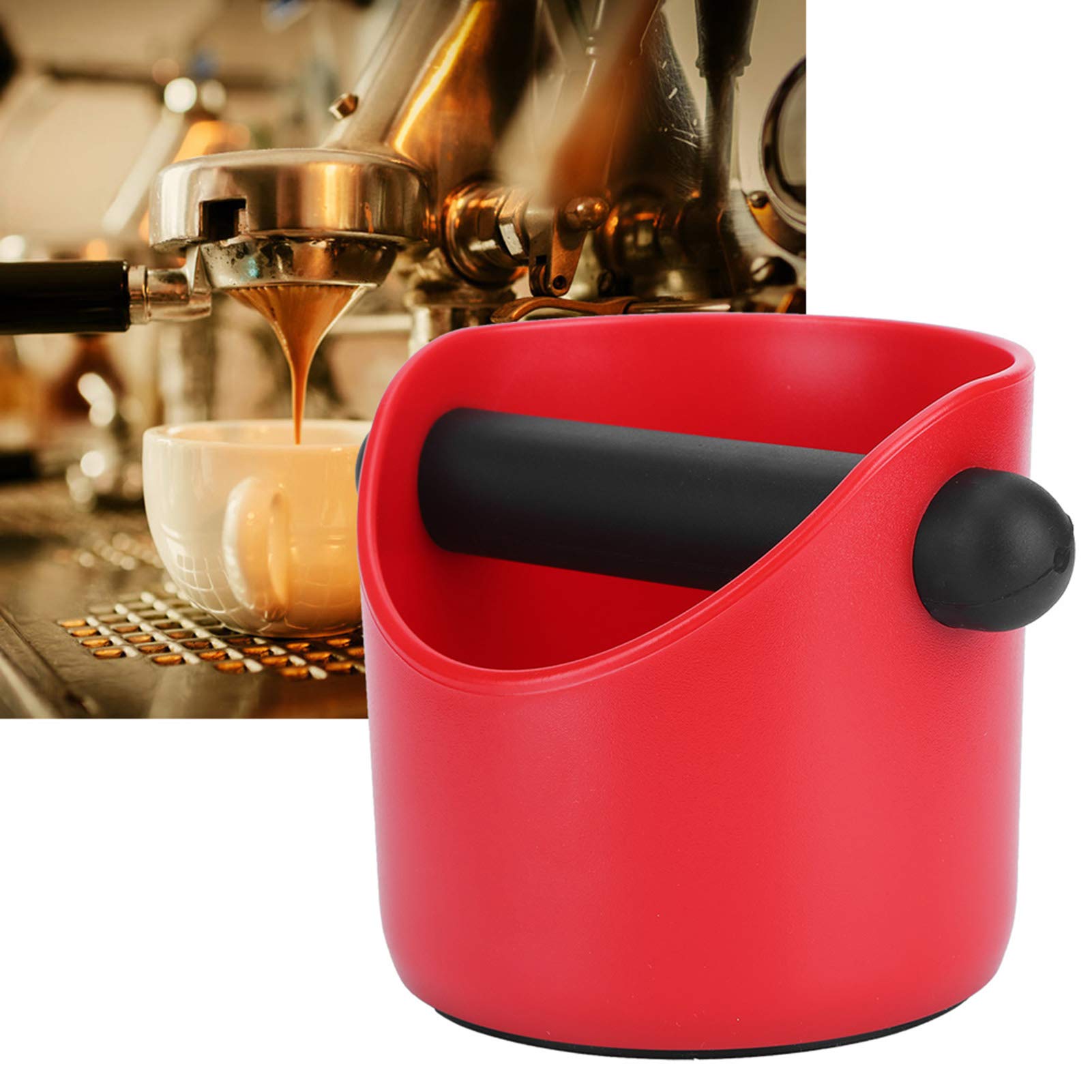 Emoshayoga Mini Straight Mouth Coffee Knock Box - Red Cross Bar Coffee Ground Bin for Espresso & Drip Coffee - Perfect for Home Baristas & Coffee Shops (Use for Tamping, Brewing & Cleanup)
