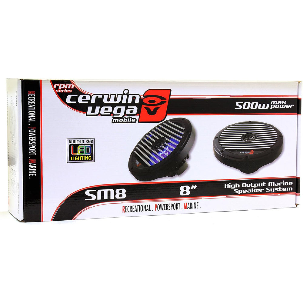 Cerwin Vega SM8 1000W Max (200W RMS) 8 RPM Stroker 2-Way Coaxial Marine & Powersports Speakers - Waterproof Audio for Boats, ATVs, and Motorcycles