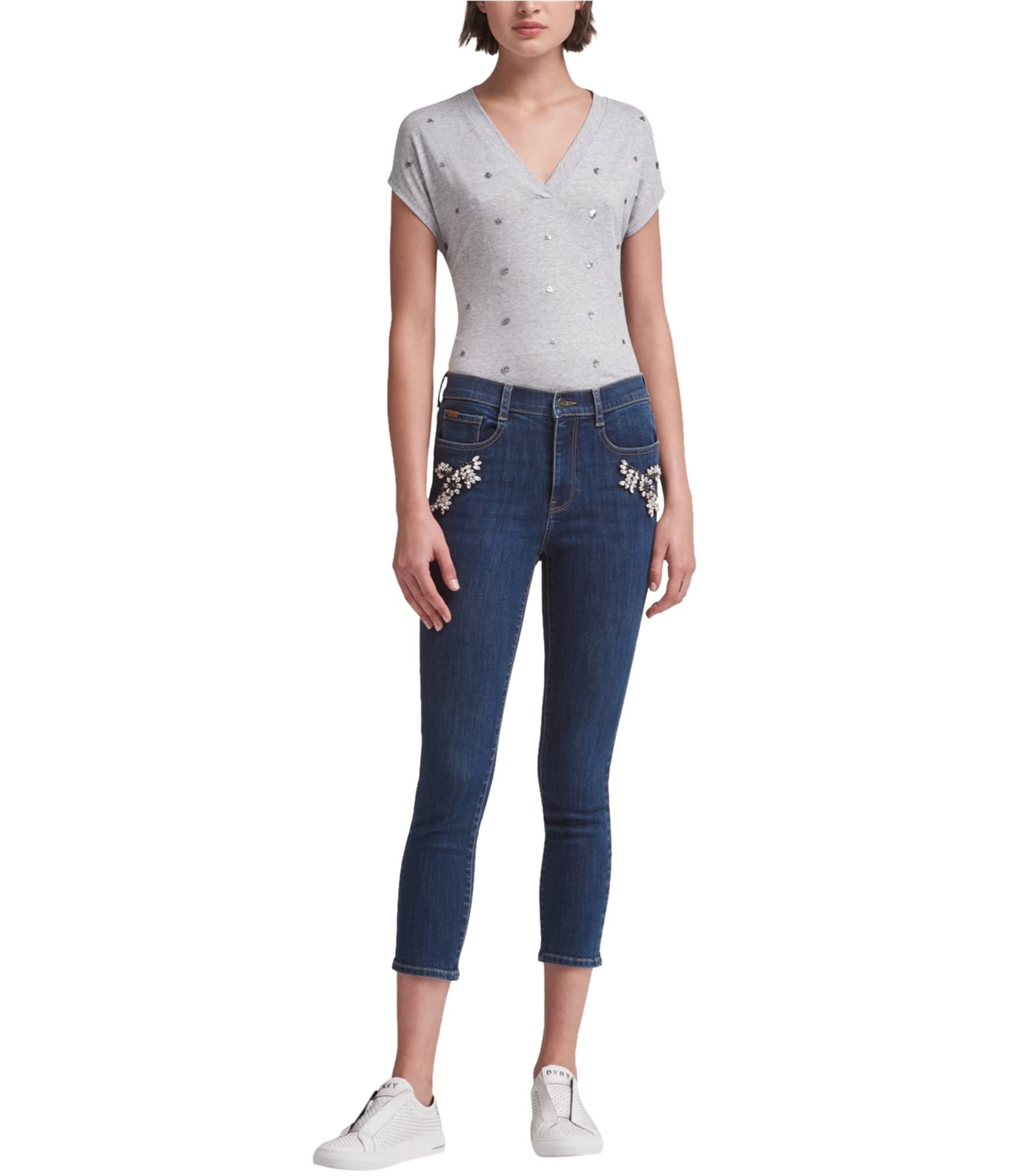 DKNY Women's Embellished Skinny Fit Jeans - Stretch Denim Pants for Casual Wear & Night Out | Fashionable Skinny Jeans for Women