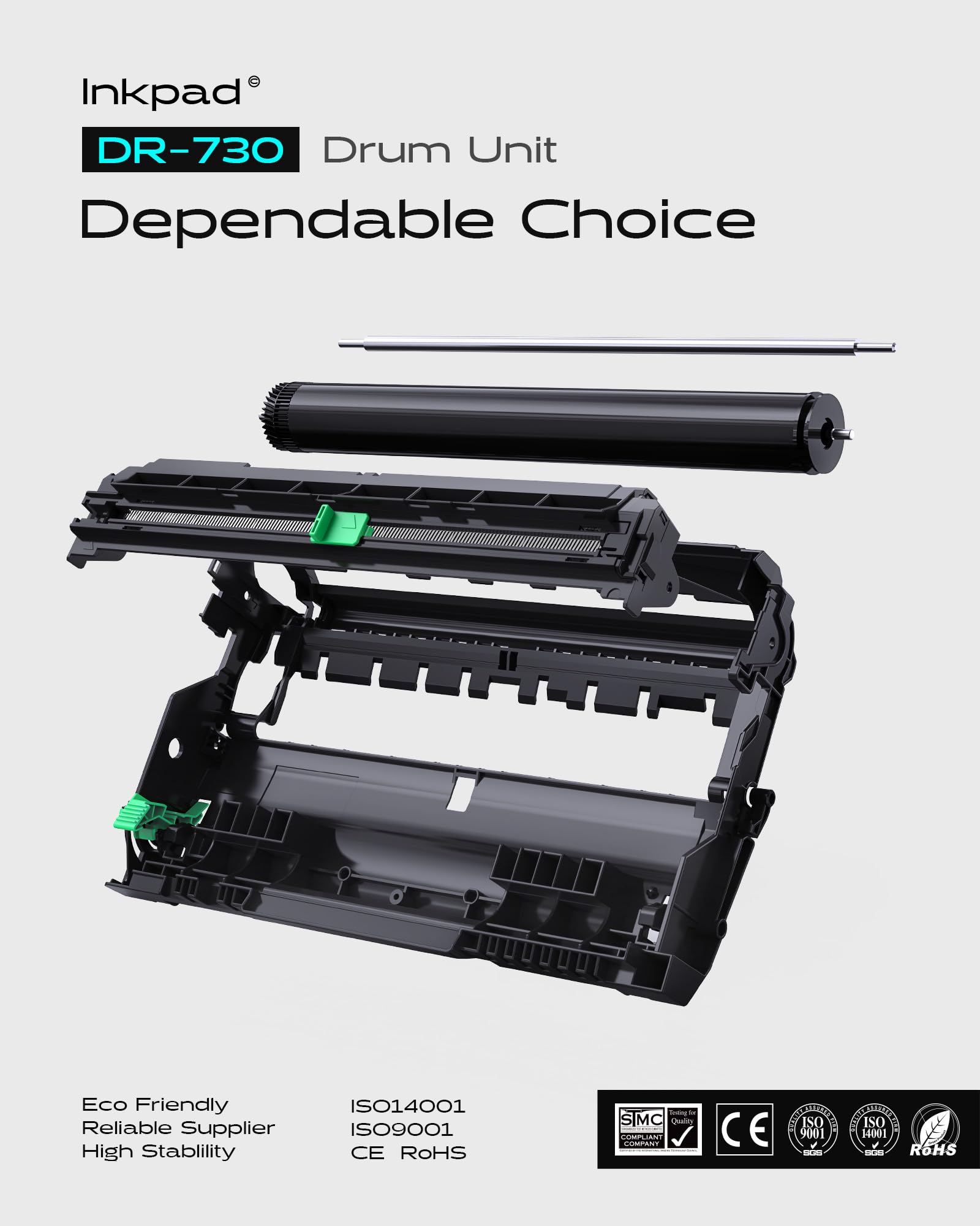 DR730 Drum Unit Replacement for MFC-L2710DW Printers (2 Pack) - Office & Home Use