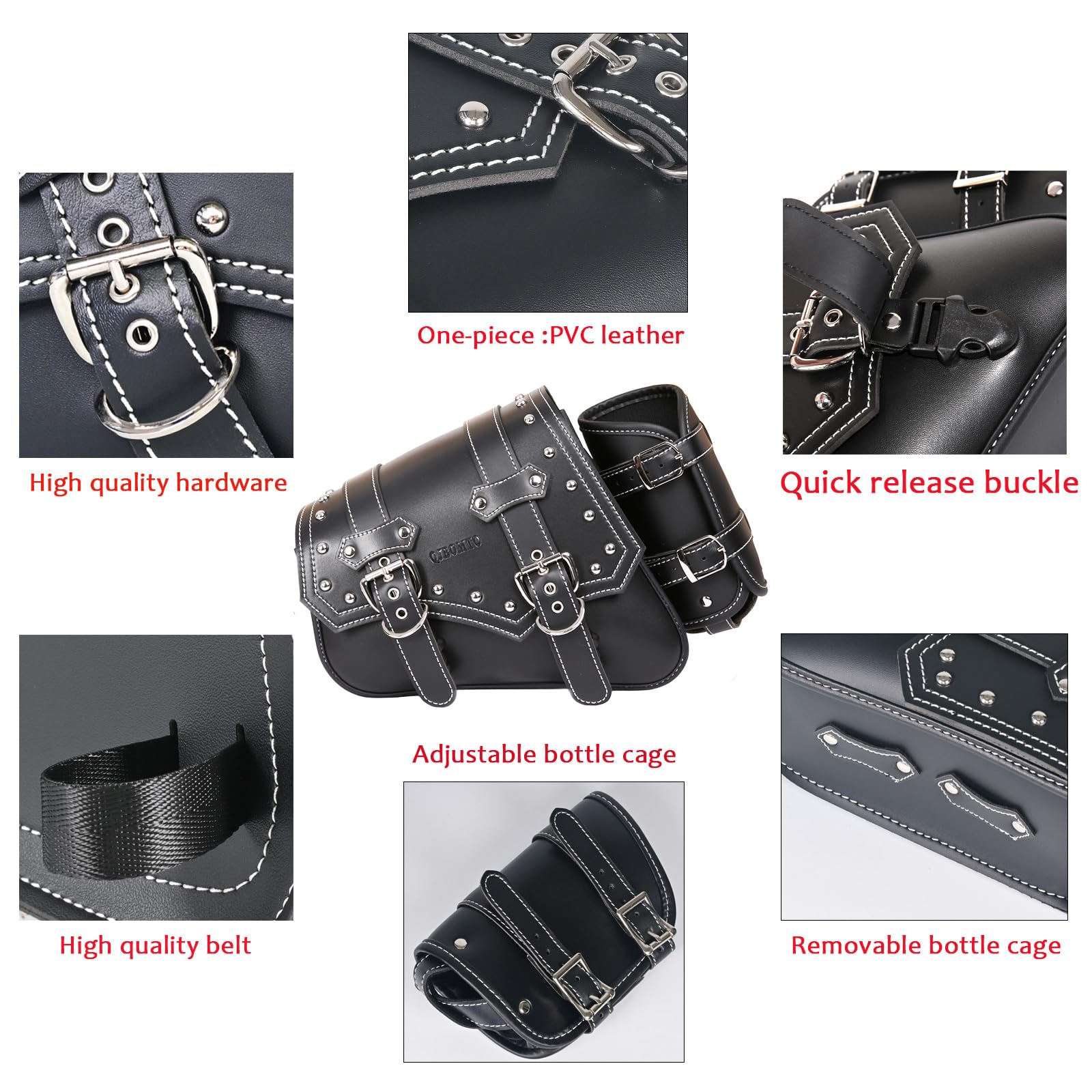 **Waterproof Motorcycle Saddle Bags for Softail - PVC Leather Side Tool Bags with Cup Holder, Universal Storage for Motorbike Accessories (Left Side) - Perfect for Road Trips & Daily Commuting**