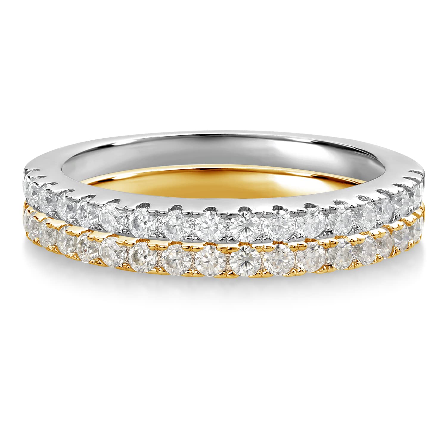 18K Yellow Gold Plated & Sterling Silver Moissanite Eternity Wedding Band Ring (0.30 CTTW) - Perfect for Engagement, Anniversary & Bridal Jewelry Gifts