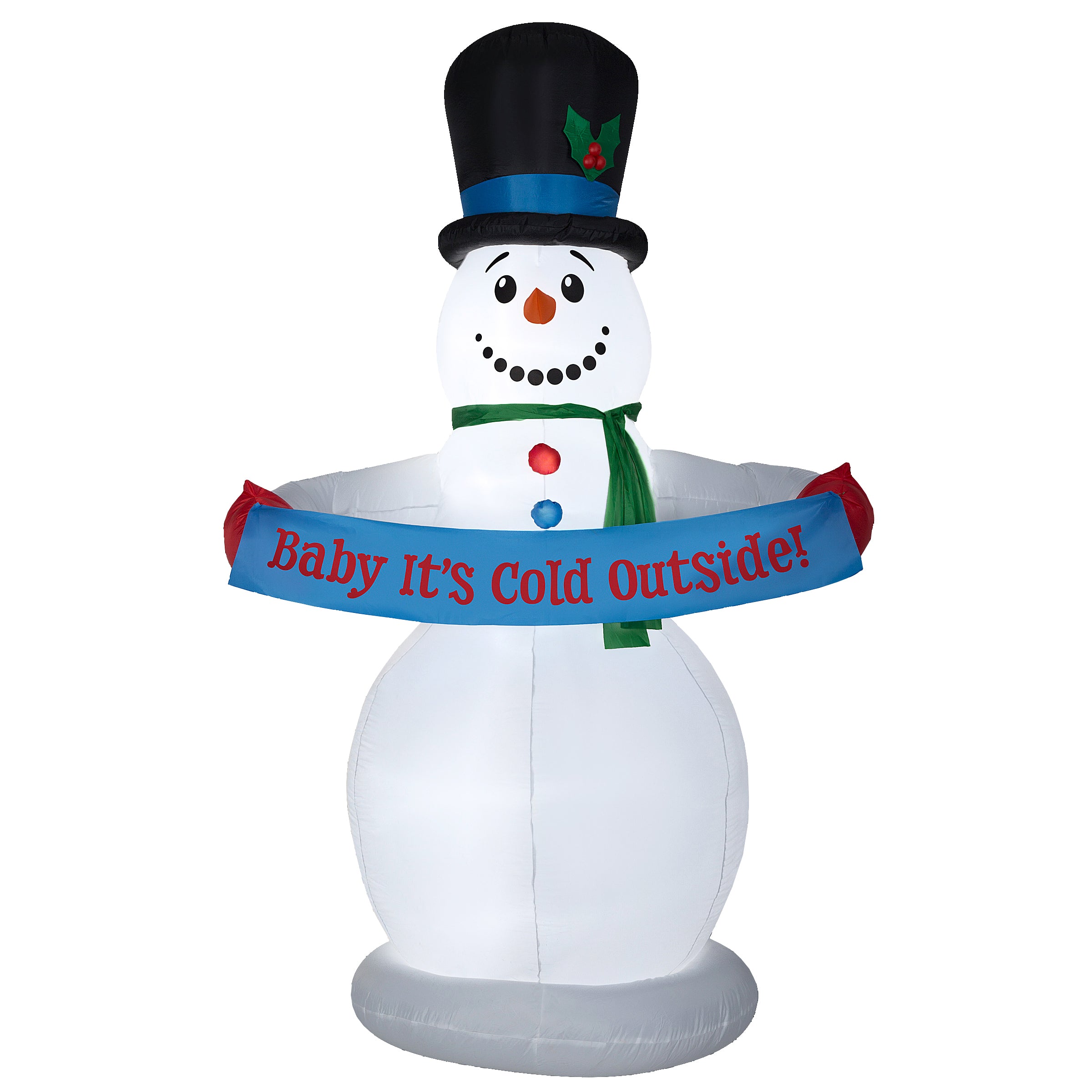 8 ft. LED Inflatable Snowman with Light-Up Sign - Outdoor Christmas Decoration for Yard, Lawn, and Holiday Party Decor