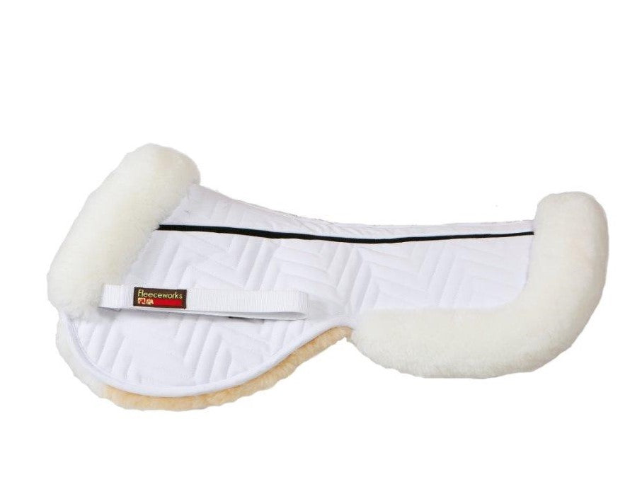 FXK Technology Sheepskin Halfpad with Rolled Edge - All Purpose Saddle Pad for English & Western Riding - Perfect for Training, Shows & Trail Riding