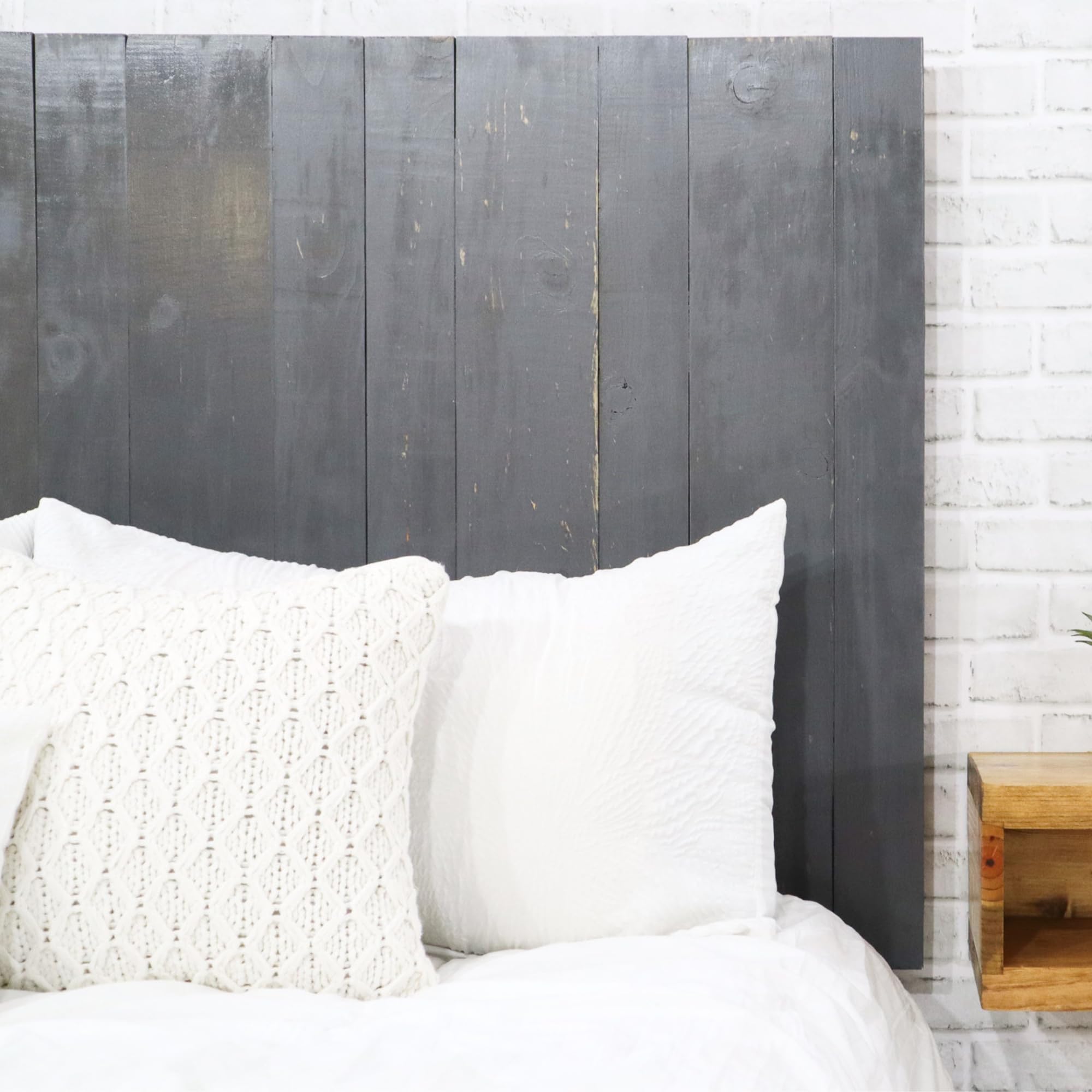 Rustic Gray Barn Wood Headboard - Solid Wood Panel King Size with Weathered Finish, Wall-Mounted & Anti-Shake Design for Rattling-Free Bedroom Decor | Perfect for Farmhouse, Industrial & Vintage Style Bedrooms
