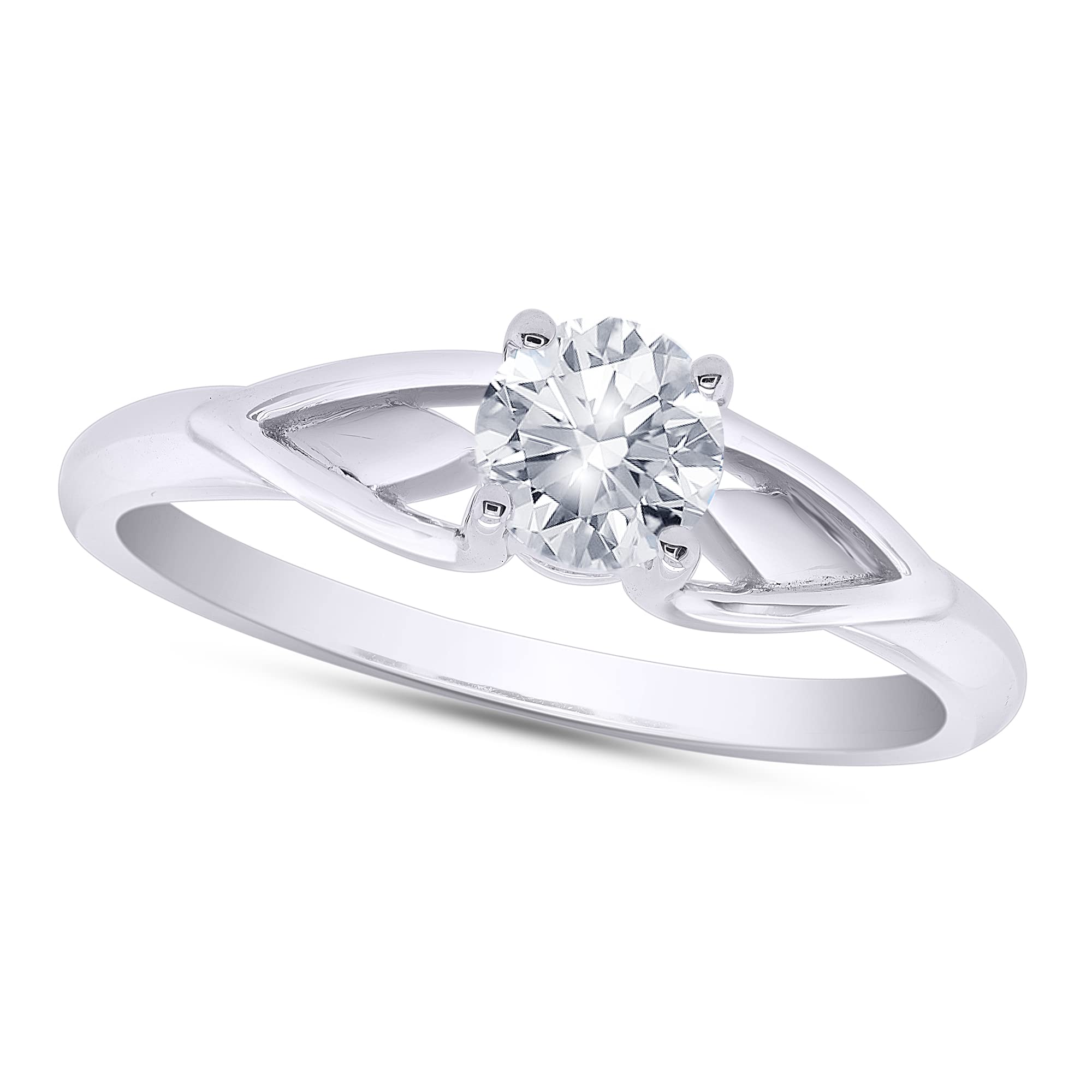 Vintage Solitaire Diamond Engagement Ring for Women - 14K Gold Over 925 Sterling Silver, 0.35ct H-I Color I2 Clarity - Perfect for Proposals, Anniversaries & Special Occasions