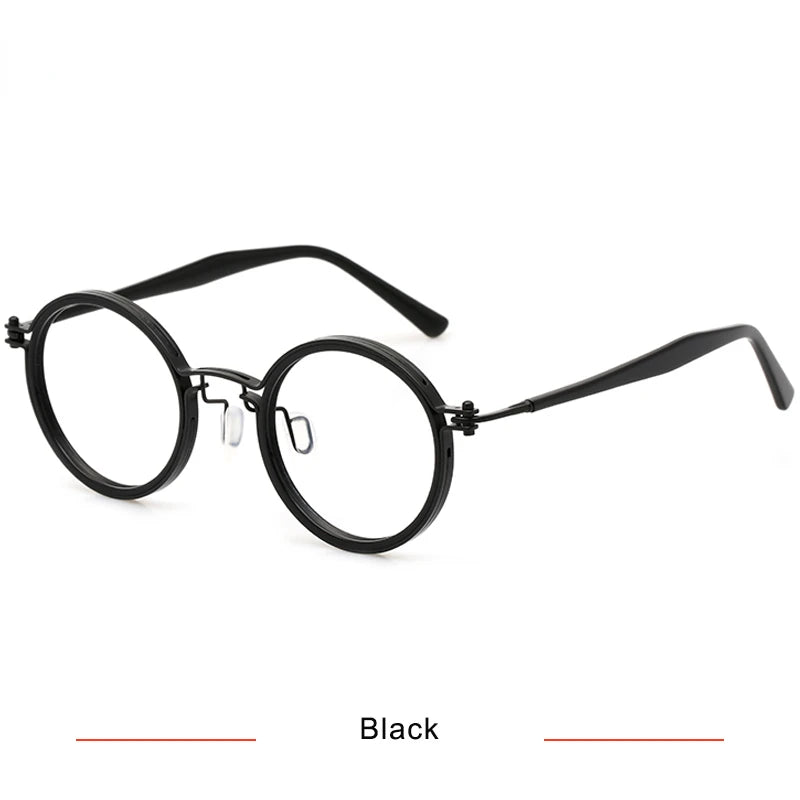Brightzone Unisex Full Rim Round Acetate Titanium Eyeglasses 75820 - Stylish Lightweight Glasses for Men & Women - Perfect for Reading, Work, and Everyday Wear