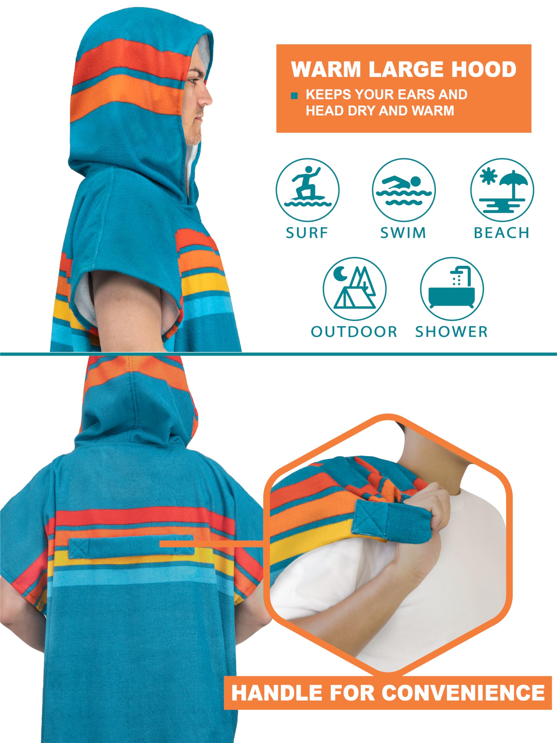 **SUN CUBE Surf Poncho Changing Robe with Hood - Quick Dry Microfiber Wetsuit Towel with Pocket for Men & Women | Perfect for Beach, Surfing, Swimming & Outdoor Activities**