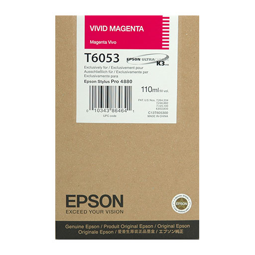 Epson Vivid Magenta Ultrachrome K3 Ink Cartridge - 110ml (T605300) | High-Quality Printer Ink for Professional Photo Printing & Graphic Design