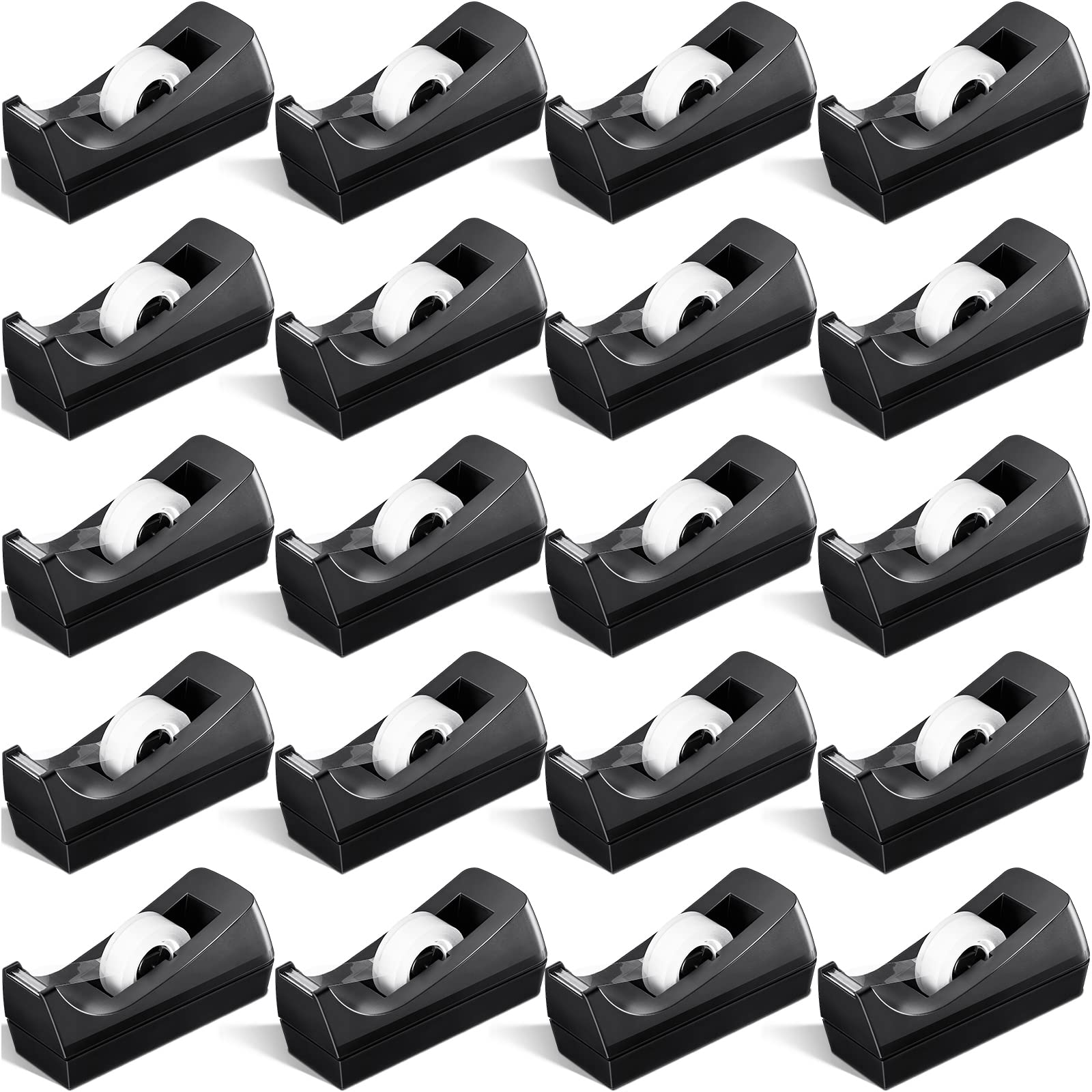 20 Pack Non-Skid Base Tape Dispenser for Office, Home & School - Desktop Tape Roll Holder (Tape Not Included) - Perfect for Organizing Desks, Wrapping Gifts & Craft Projects