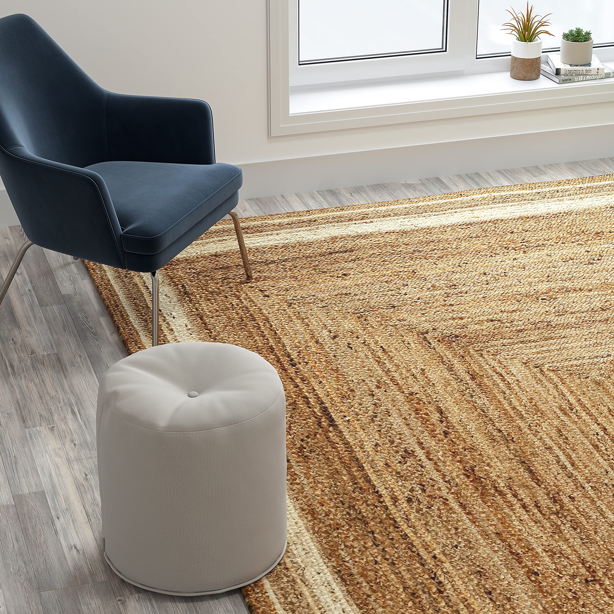 Flash Furniture Prima Natural Fiber Jute Area Rug 8' x 10' - Braided Indoor Jute Rug for Living Room, Bedroom & Office - Eco-Friendly Home Decor