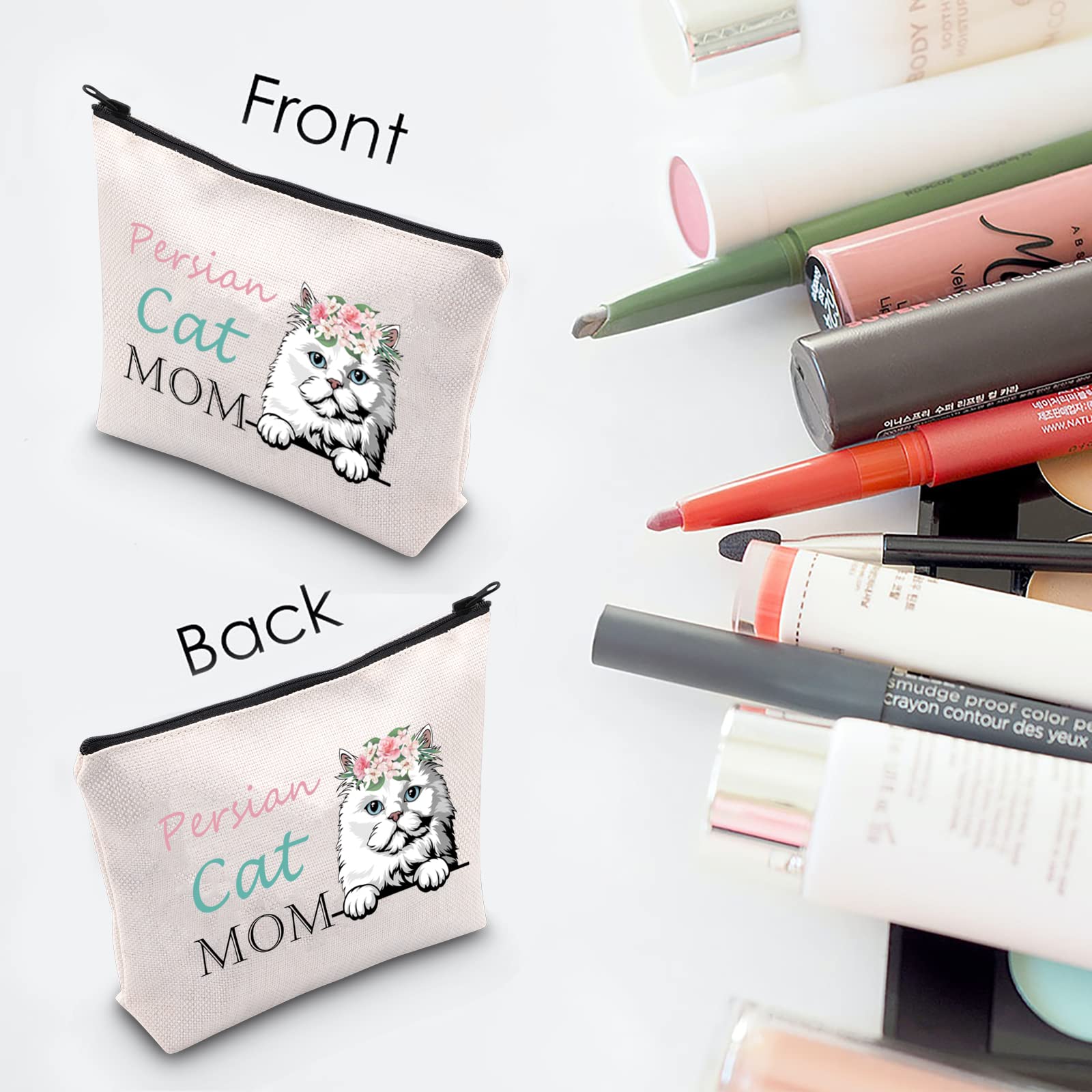 Persian Cat Mom Makeup Bag - Cute Cosmetic Pouch for Women & Girls - Perfect Gift for Cat Lovers & Persian Cat Owners - Great for Travel, School & Daily Makeup Storage