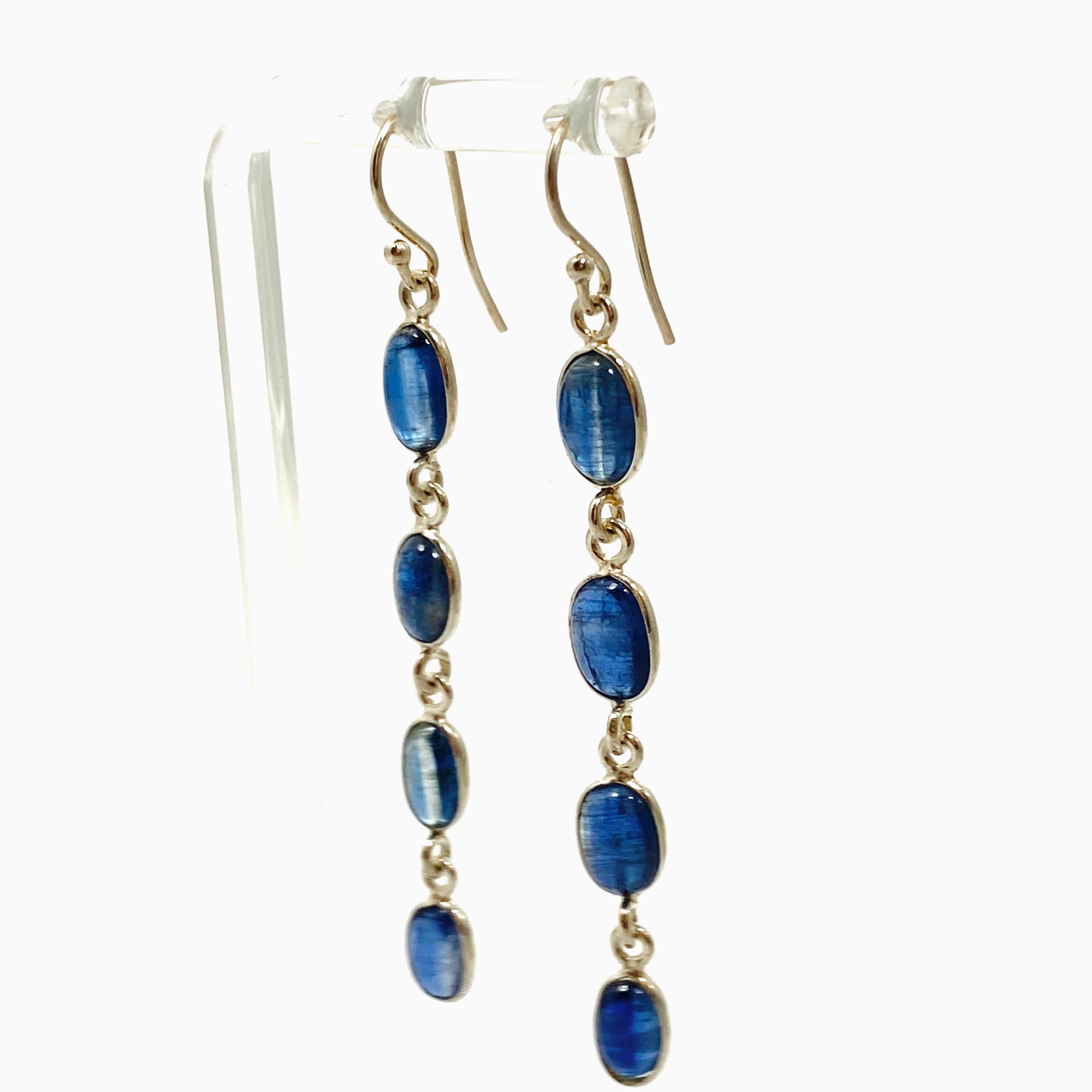Blue Kyanite Oval Cabochon Earrings - Natural Multi Stone Jewelry for Women - Perfect for Boho Style & Everyday Wear (KEGJ1527)