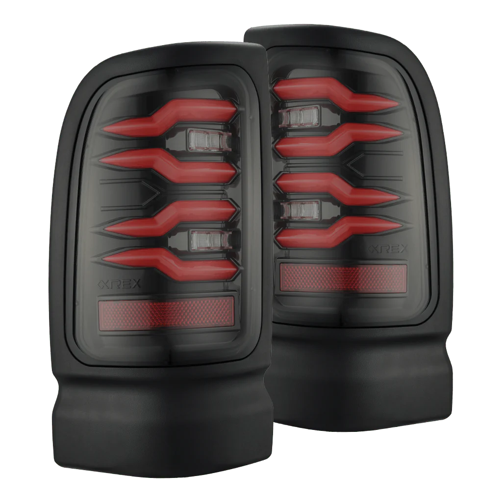 AlphaRex LUXX LED Tail Lights for Dodge Ram 1500 (1994-2001) & 2500/3500 (1994-2002) - Black/Red Smoke Lens - High Performance Brake Lights - Perfect for Off-Roading & Night Driving