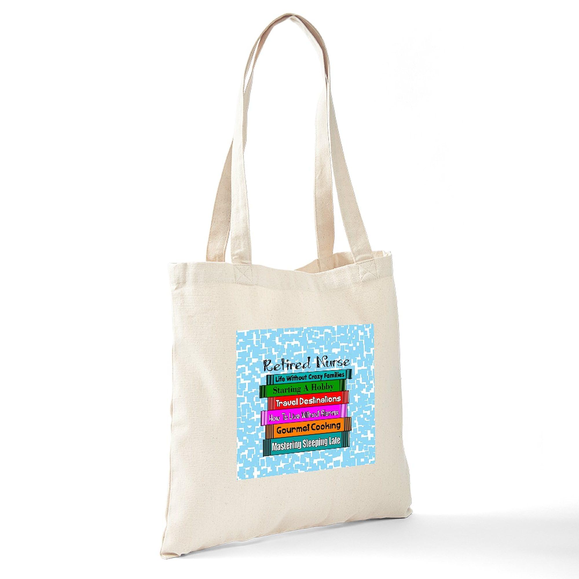 Retired Nurse Books Tote Bag - Natural Canvas Reusable Shopping Bag for Nurses & Book Lovers - Perfect for Work, Groceries & Library Visits