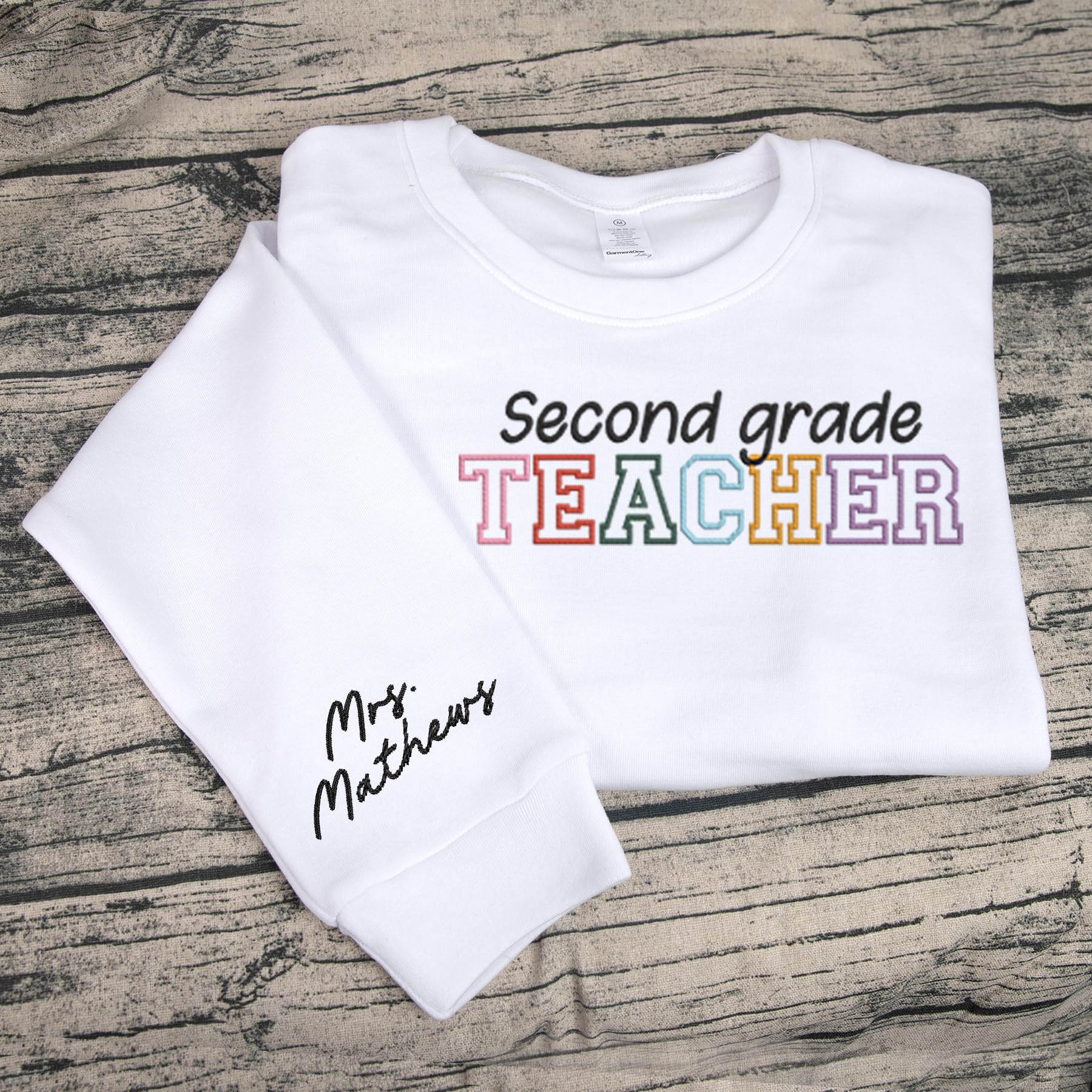NAZENTI Custom Embroidered Teacher Sweatshirt - Personalized Name Hoodie for Women Educators | Thoughtful Teacher Appreciation Gift for Classroom, School Events & Everyday Wear