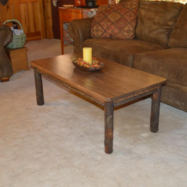 Solid Hickory Wood Coffee Table - Rustic Farmhouse Style Living Room Furniture for Home Decor & Relaxation