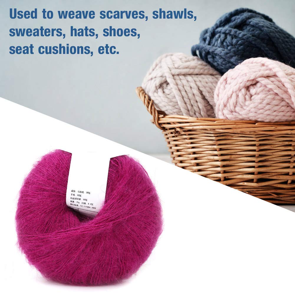 Premium Soft Mohair Angora Wool Yarn for Knitting & Crochet - Dark Red | DIY Handmade Scarves, Sweaters & Baby Blankets | Luxurious Crafting Material for Cozy Winter Projects