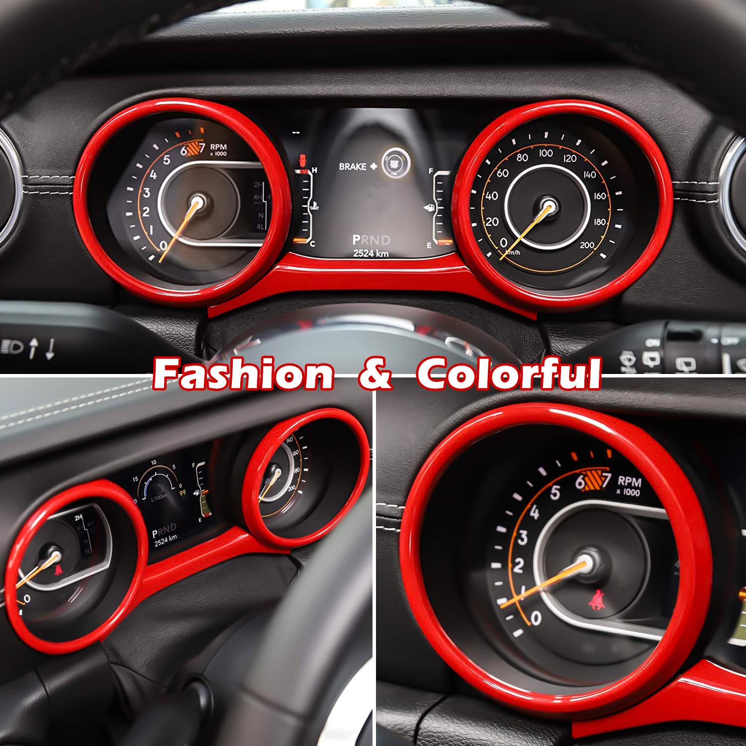 Bonbo Red Dashboard Panel Trim Cover for 2018-2023 Jeep Wrangler JL JLU & Gladiator JT - Interior Accessories Frame Upgrade - Perfect for Off-Roading & Custom Car Styling