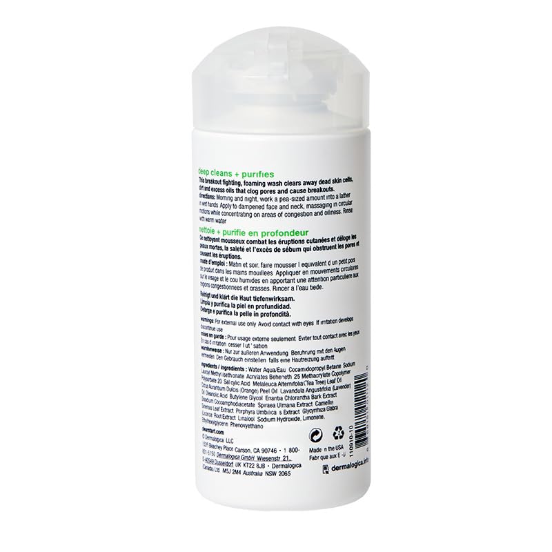 Dermalogica Acne Face Wash with Salicylic Acid & Tea Tree Oil - Clear Pores for Oily Skin Care
