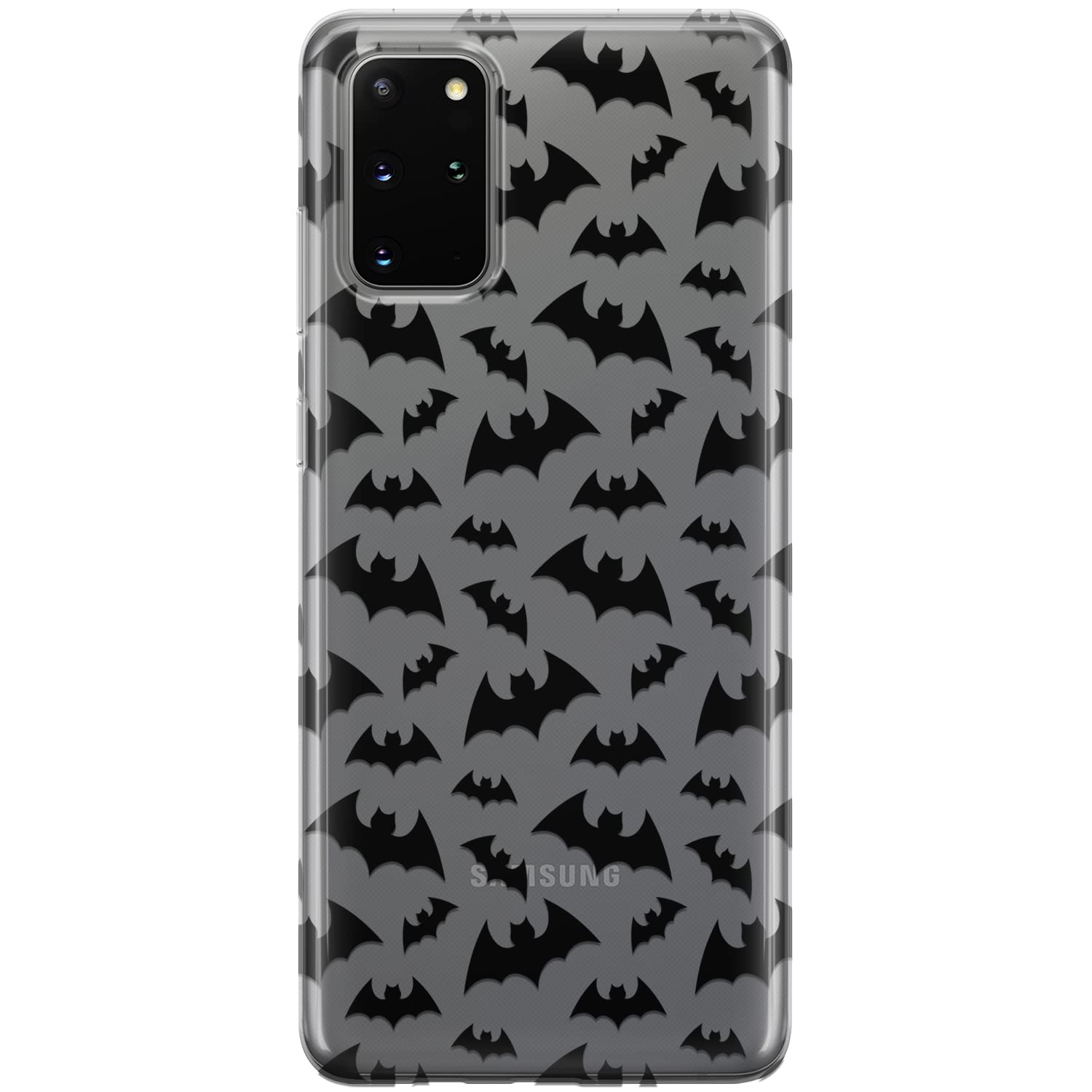 Spooky Bats Halloween Phone Case for Samsung Galaxy S24/S23 Ultra/S22+/S21 FE 5G/S20/Note 20/10 - Lightweight Durable Silicone Cover with Goth Witchcraft Print (Black/Clear) - Perfect for Halloween Parties, Cosplay & Gothic Fashion Accessories