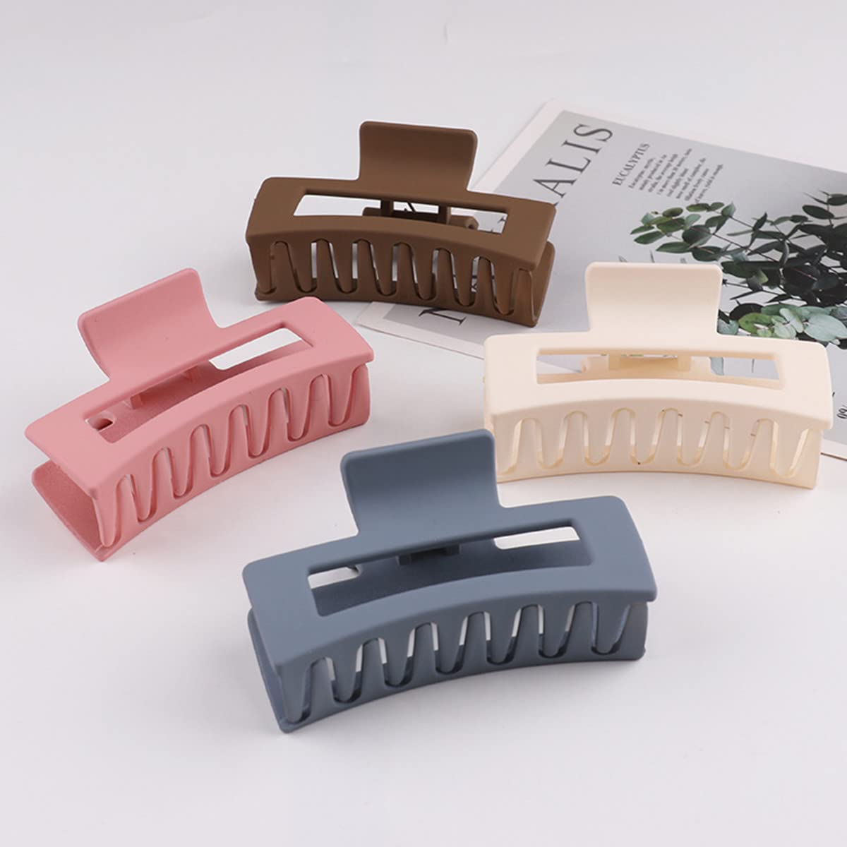 Large Thick Acrylic Hair Clips for Women - Non-Slip Rectangle Jaw Clips, Long Hair Resin Claw Clips Hair Accessories (Blue Gray) - Perfect for Updos, Ponytails & Everyday Hairstyles