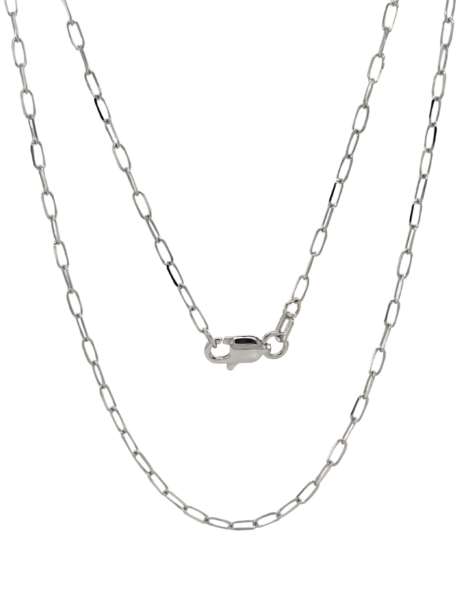 14K Solid Gold Cable Chain Necklace for Women - 1.7mm Diamond Cut Thin Paperclip Link Chain in Yellow & White Gold - Dainty Pendant Necklace with Lobster Clasp (14