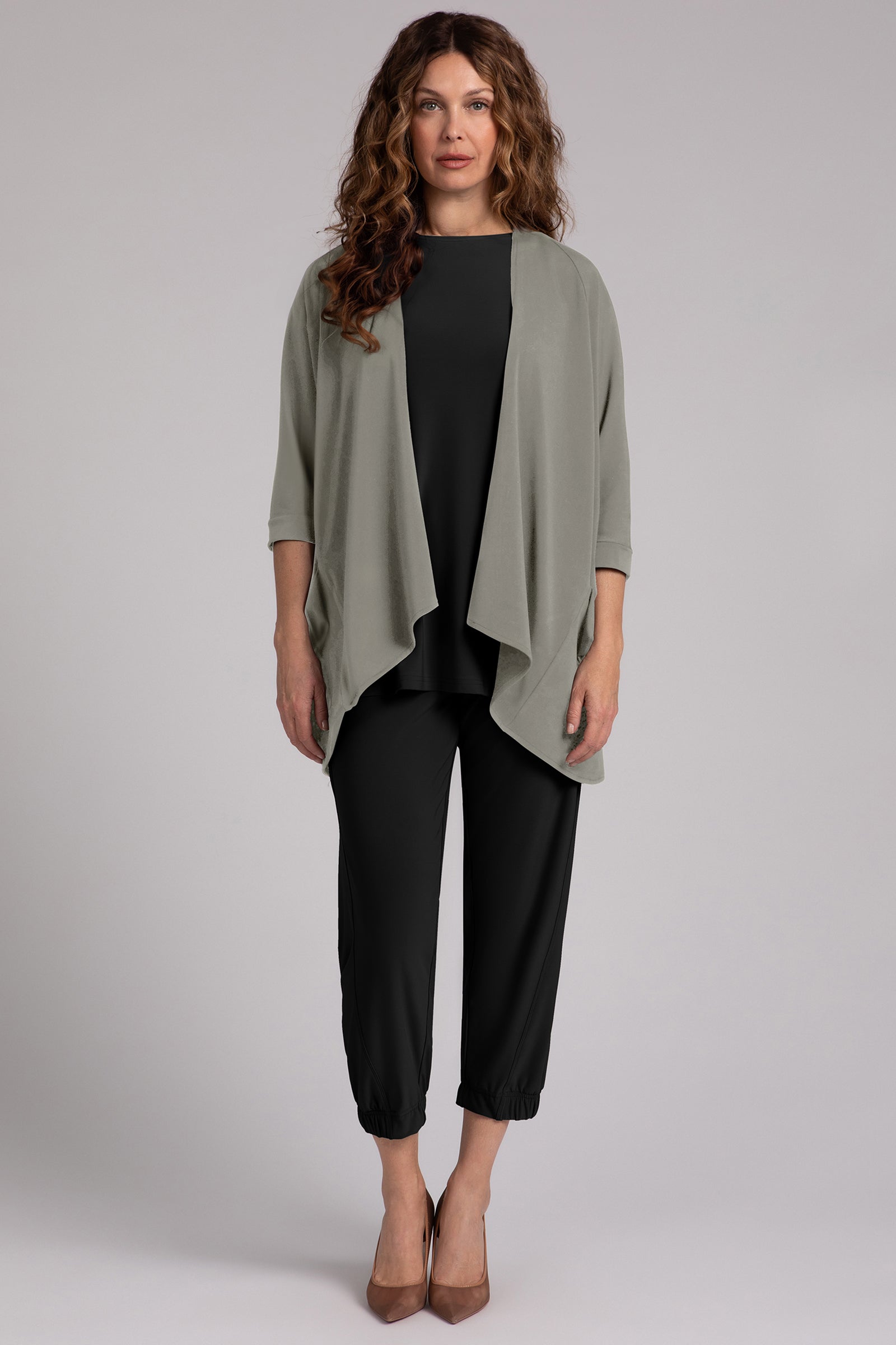 Soft Fleece Back Jersey Matrix Cardigan for Women - Cozy Taupe Pullover | Perfect for Casual Outfits, Layering & Fall/Winter Fashion