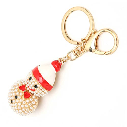 Pearl Snowman Keychain - Christmas Gift Jewelry for Bags & Keys
