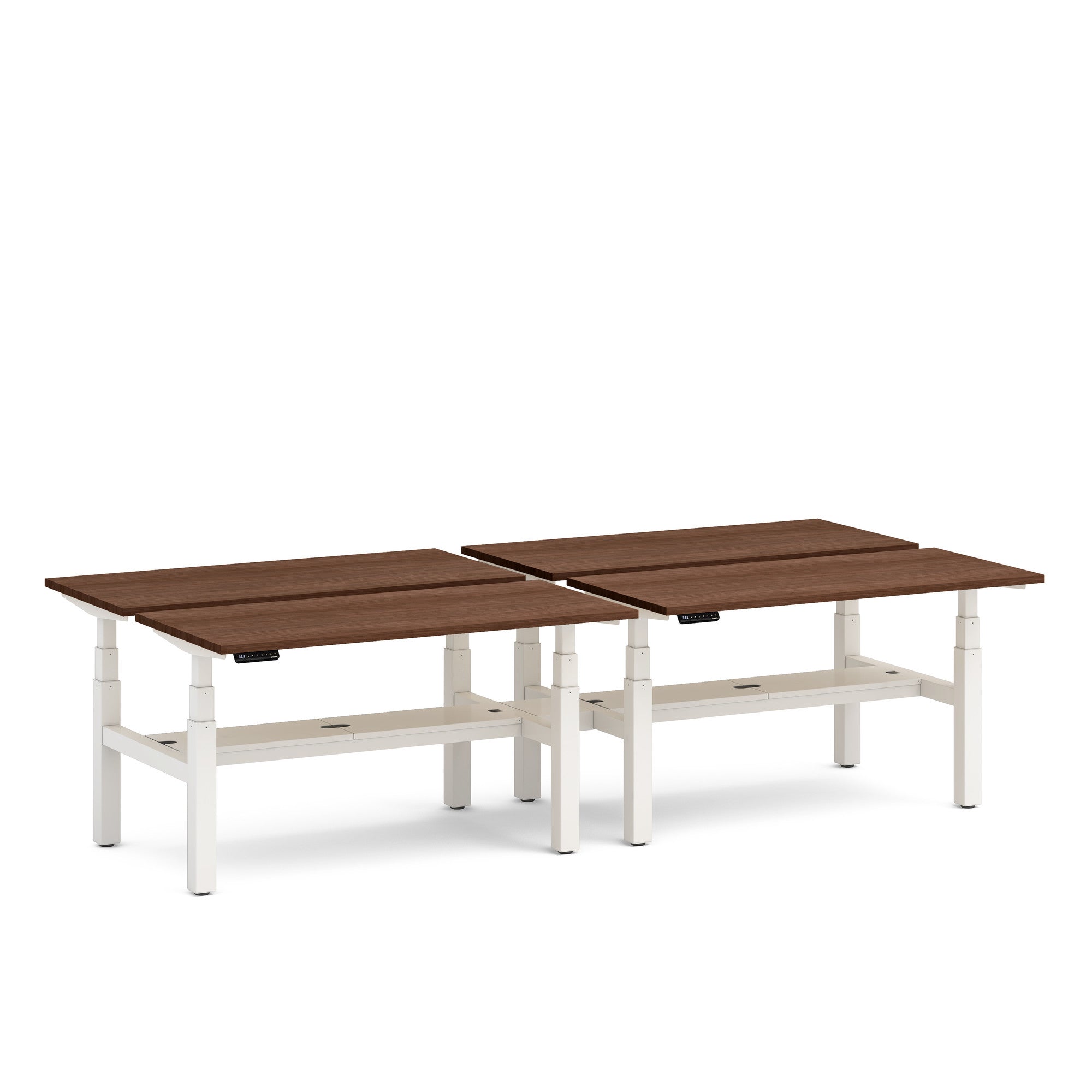 Adjustable Height Double Desk for 4 - Series L Home Office Workstation for Shared Workspace & Study Room