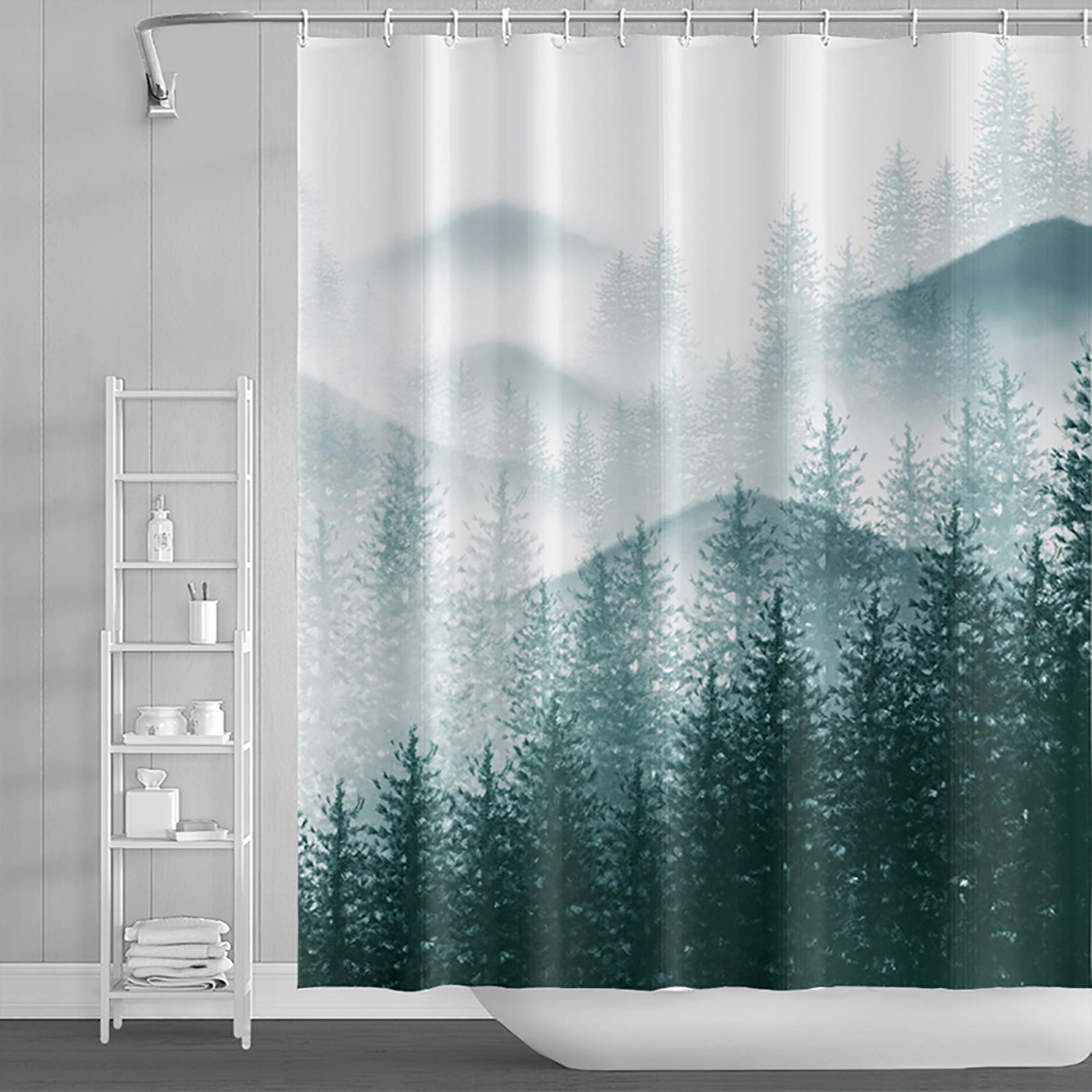 Yeele Waterproof Polyester Shower Curtain - 72x72 Inch Forest Landscape Design with Hooks, Durable Bathroom Decor for Tropical & Nature-Inspired Bathroom Themes | Perfect for Home Spa, Relaxing Showers & Eco-Friendly Decor