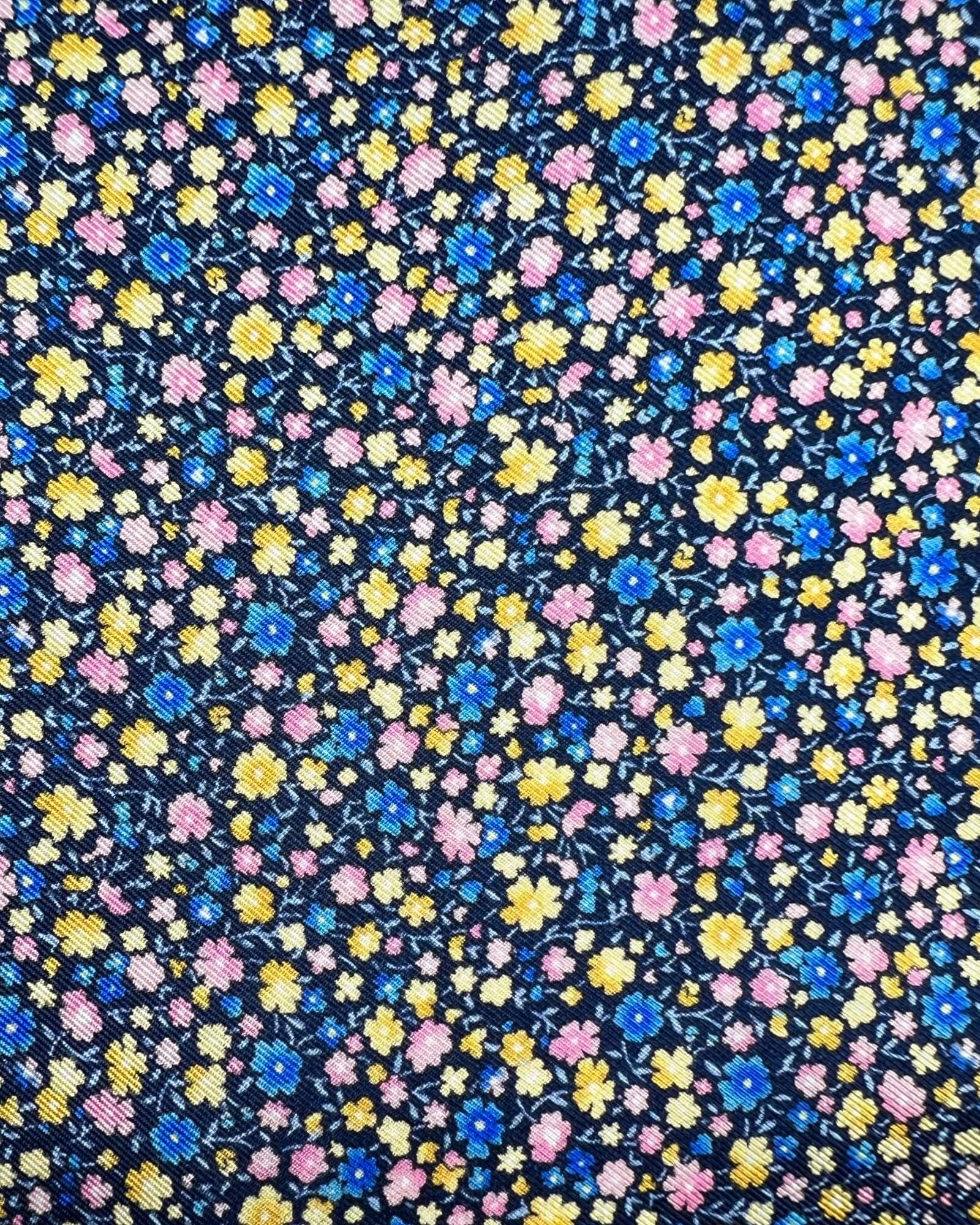 DÉCLIC Bello Floral Handkerchief - Yellow Cotton Vintage Style Hanky for Women, Gift, Wedding, Party & Special Occasions